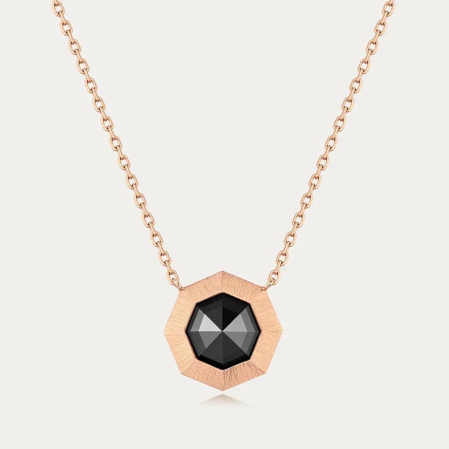 Brand New ( Rank N ) Mira MIRA Noir Black Mirror 18K Lab-Grown Black Diamond Necklace 18K Rose Gold - 4