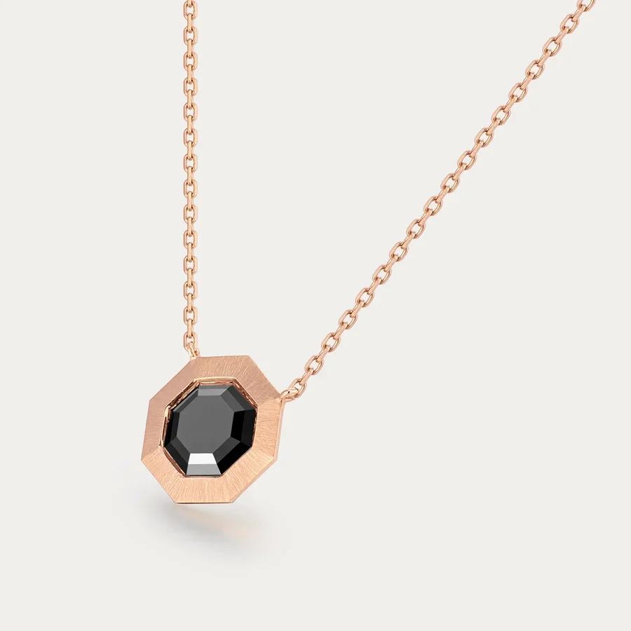 Brand New ( Rank N ) Mira MIRA Noir Black Mirror 18K Lab-Grown Black Diamond Necklace 18K Rose Gold - 3