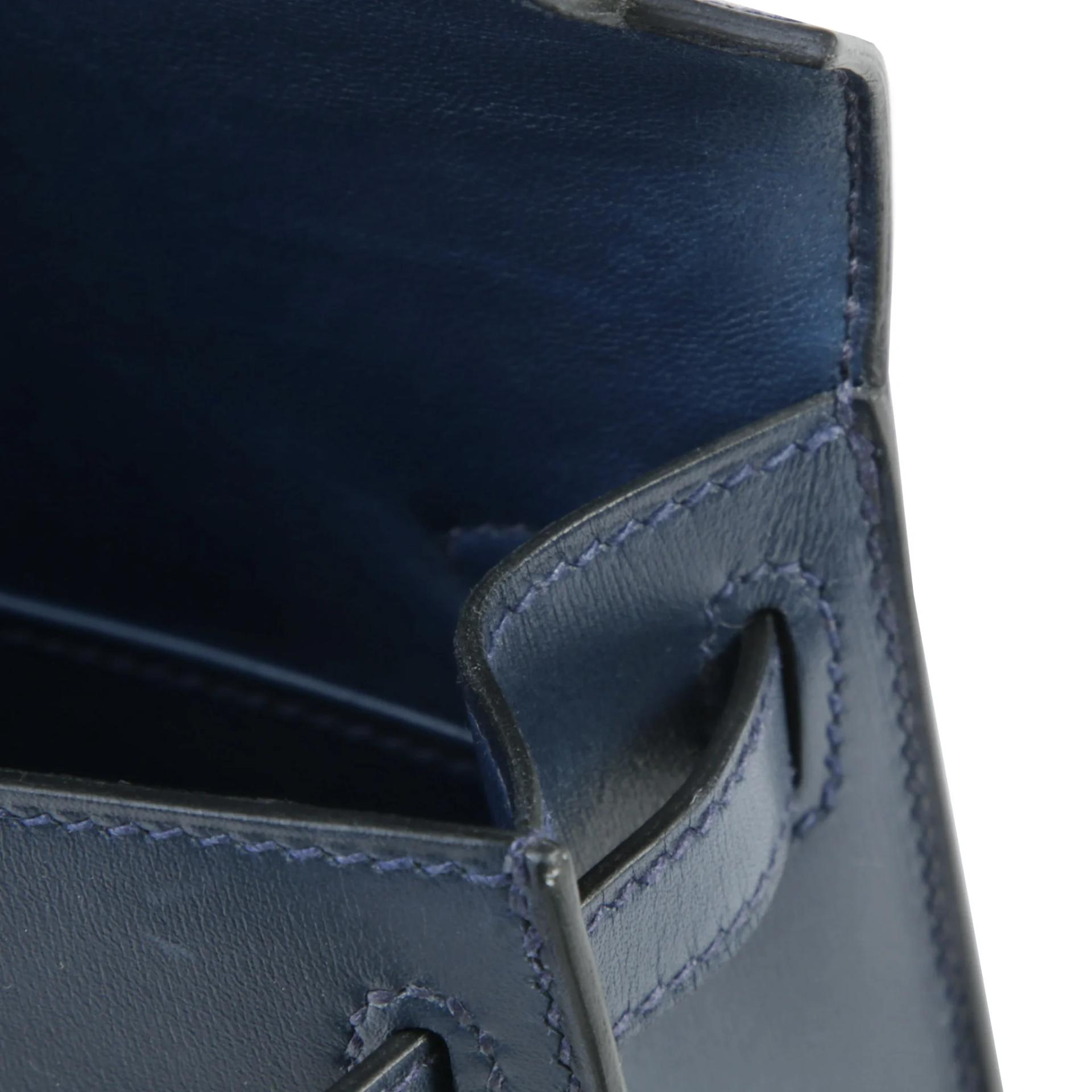 Very Good ( Rank A) HERMÈS Limited Edition Mini Kelly II Cloute Studded Bleu Abysse (7K) Box-calf Palladium hardware K (2025) - 11