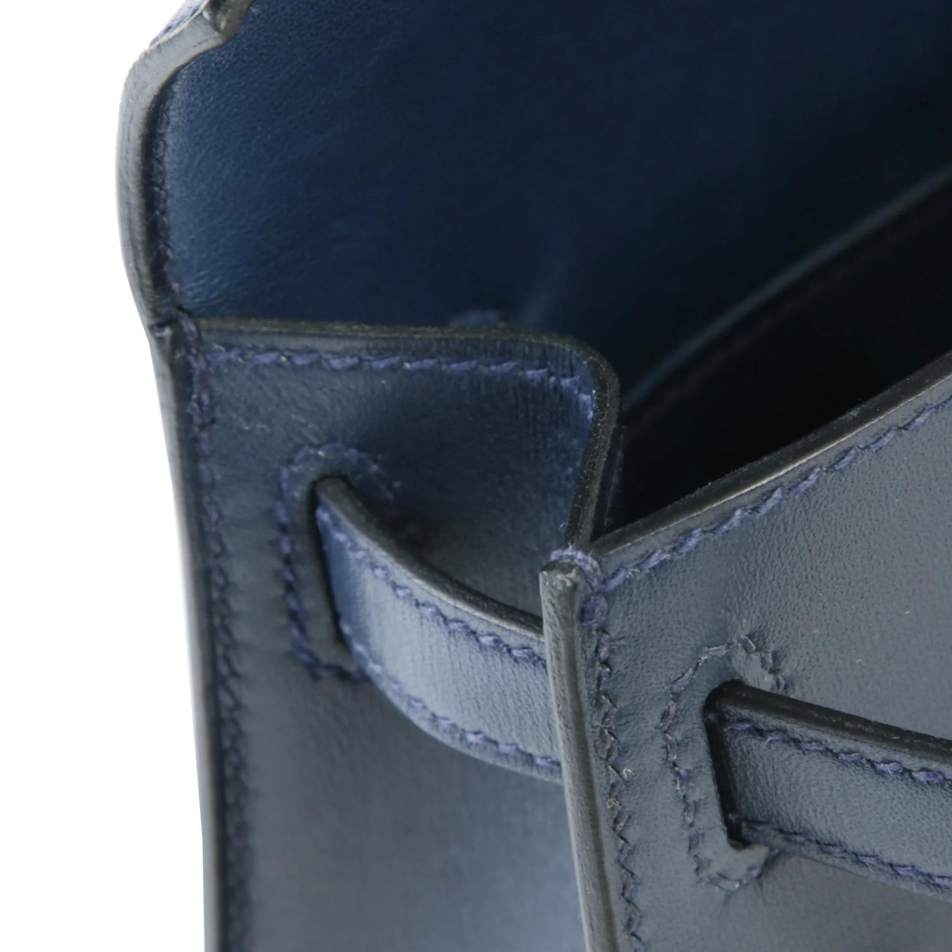 Very Good ( Rank A) HERMÈS Limited Edition Mini Kelly II Cloute Studded Bleu Abysse (7K) Box-calf Palladium hardware K (2025) - 12