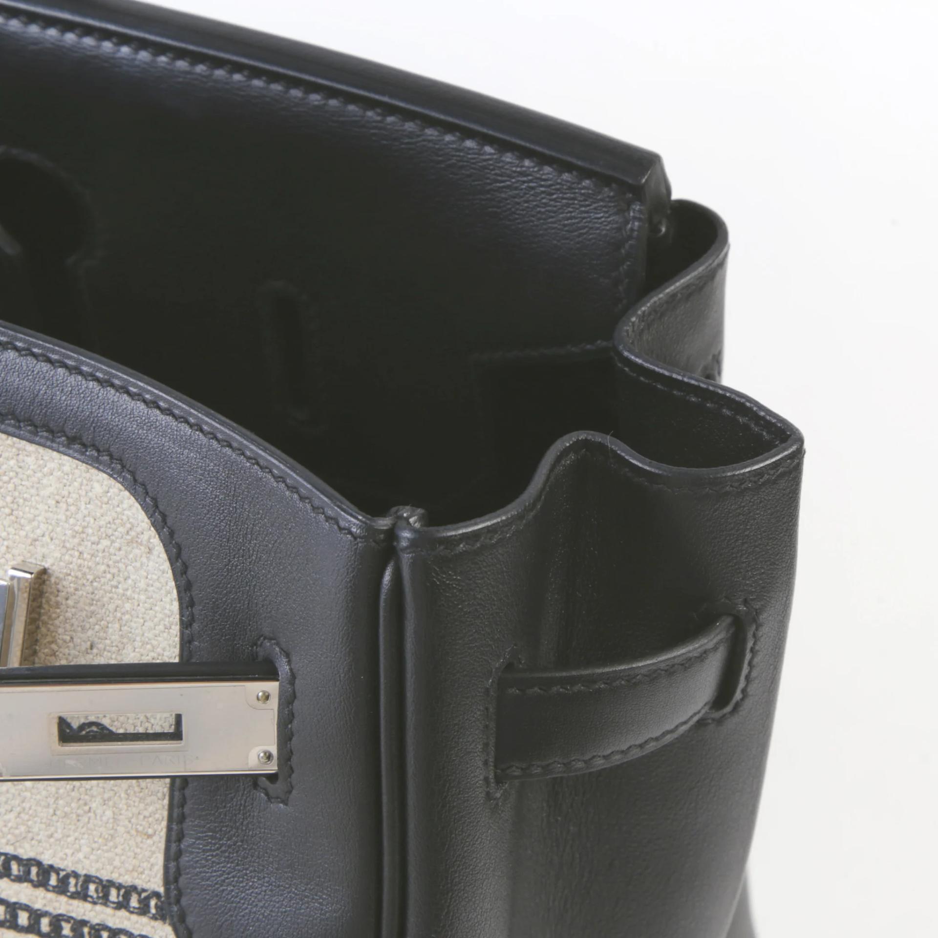 Excellent ( Rank SA ) HERMÈS Limited Edition Birkin 35 De Camp Dechainee Noir (89) Swift Toile Camp canvas Palladium hardware C (2018) - 11