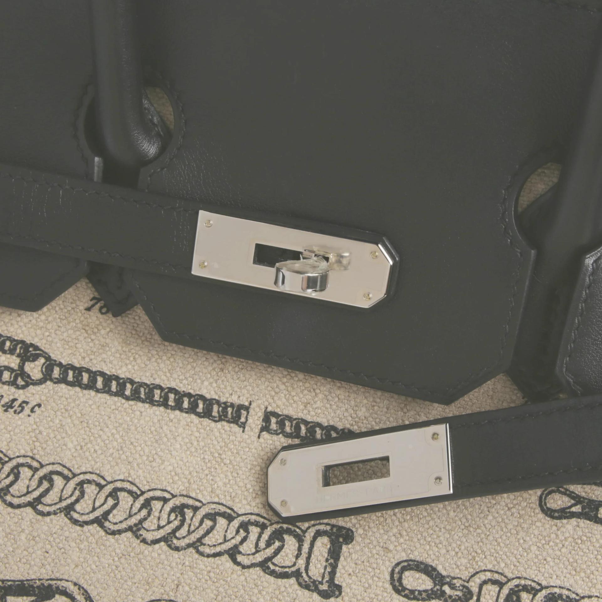 Excellent ( Rank SA ) HERMÈS Limited Edition Birkin 35 De Camp Dechainee Noir (89) Swift Toile Camp canvas Palladium hardware C (2018) - 8