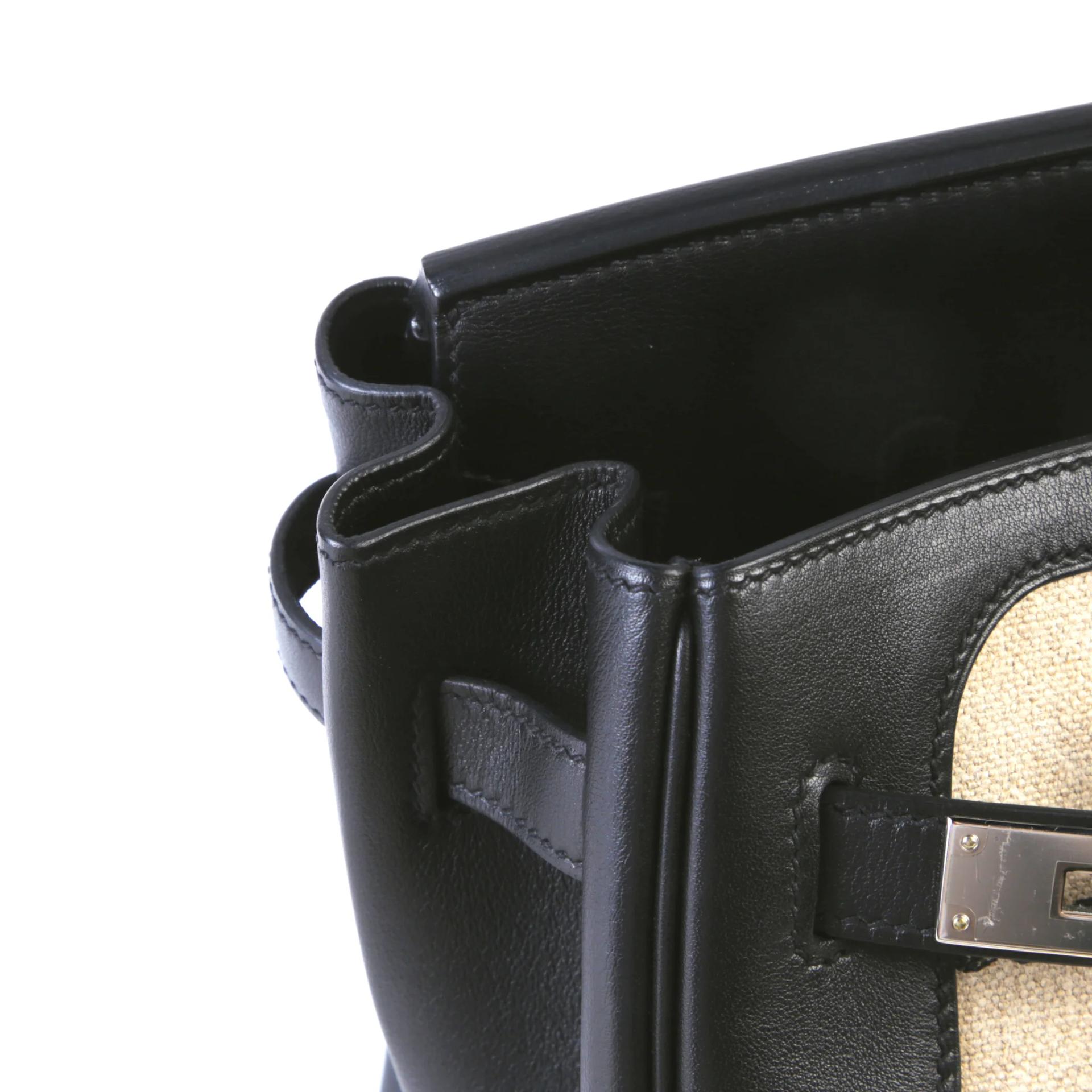 Excellent ( Rank SA ) HERMÈS Limited Edition Birkin 35 De Camp Dechainee Noir (89) Swift Toile Camp canvas Palladium hardware C (2018) - 12
