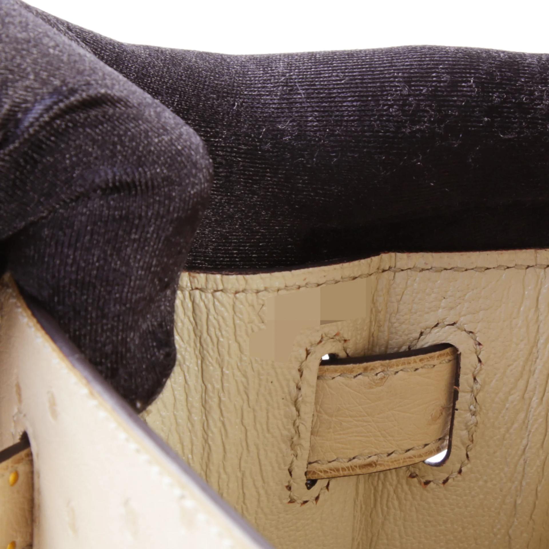 Very Good ( Rank A) HERMÈS Kelly 28 Sellier Parchemin (3C) Ostrich Gold hardware X (2016) - 13
