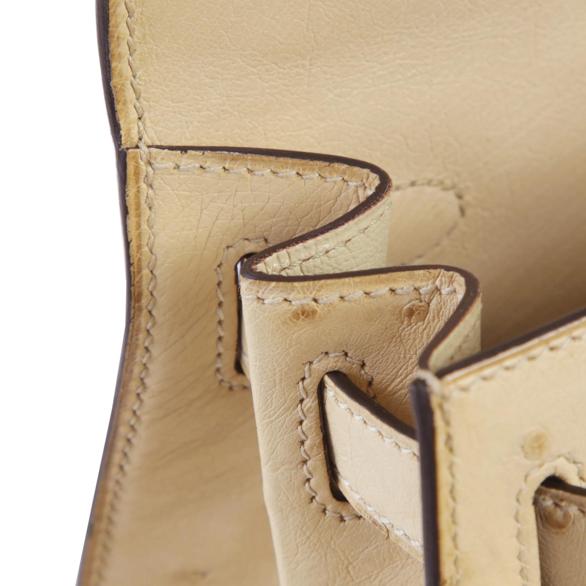 Very Good ( Rank A) HERMÈS Kelly 28 Sellier Parchemin (3C) Ostrich Gold hardware X (2016) - 12