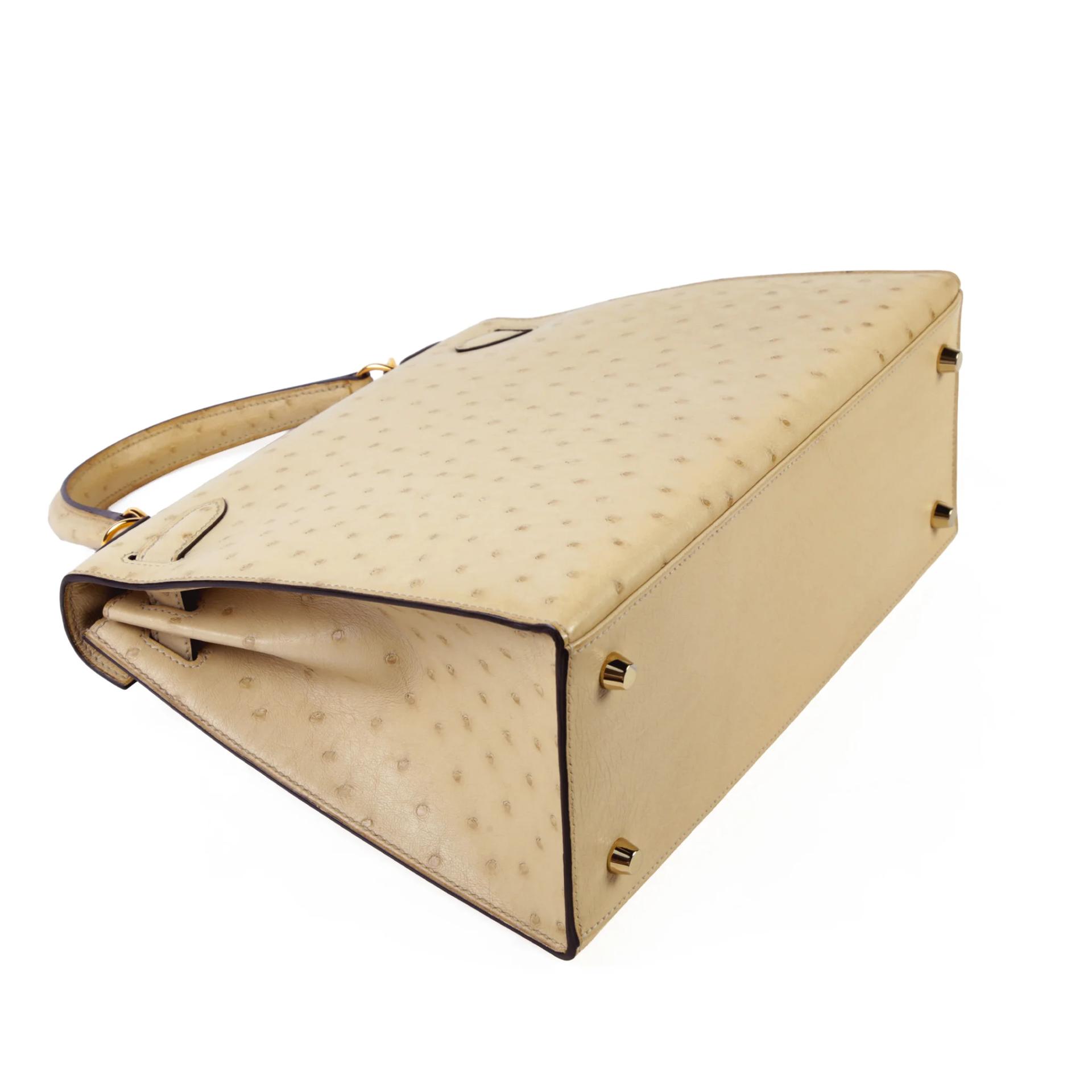 Very Good ( Rank A) HERMÈS Kelly 28 Sellier Parchemin (3C) Ostrich Gold hardware X (2016) - 6