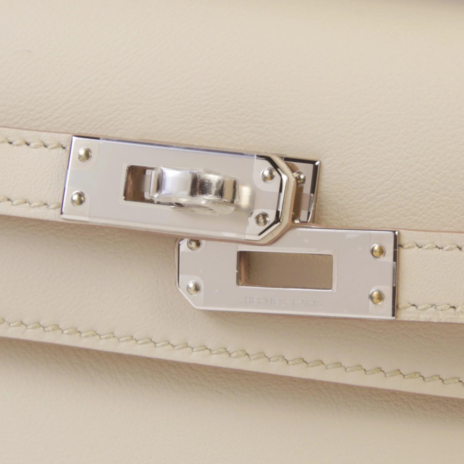 Brand New ( Rank N ) HERMÈS Special Order Kelly Pochette HSS Beton (8L) Lime (9R) Swift Palladium hardware K (2025) - 8