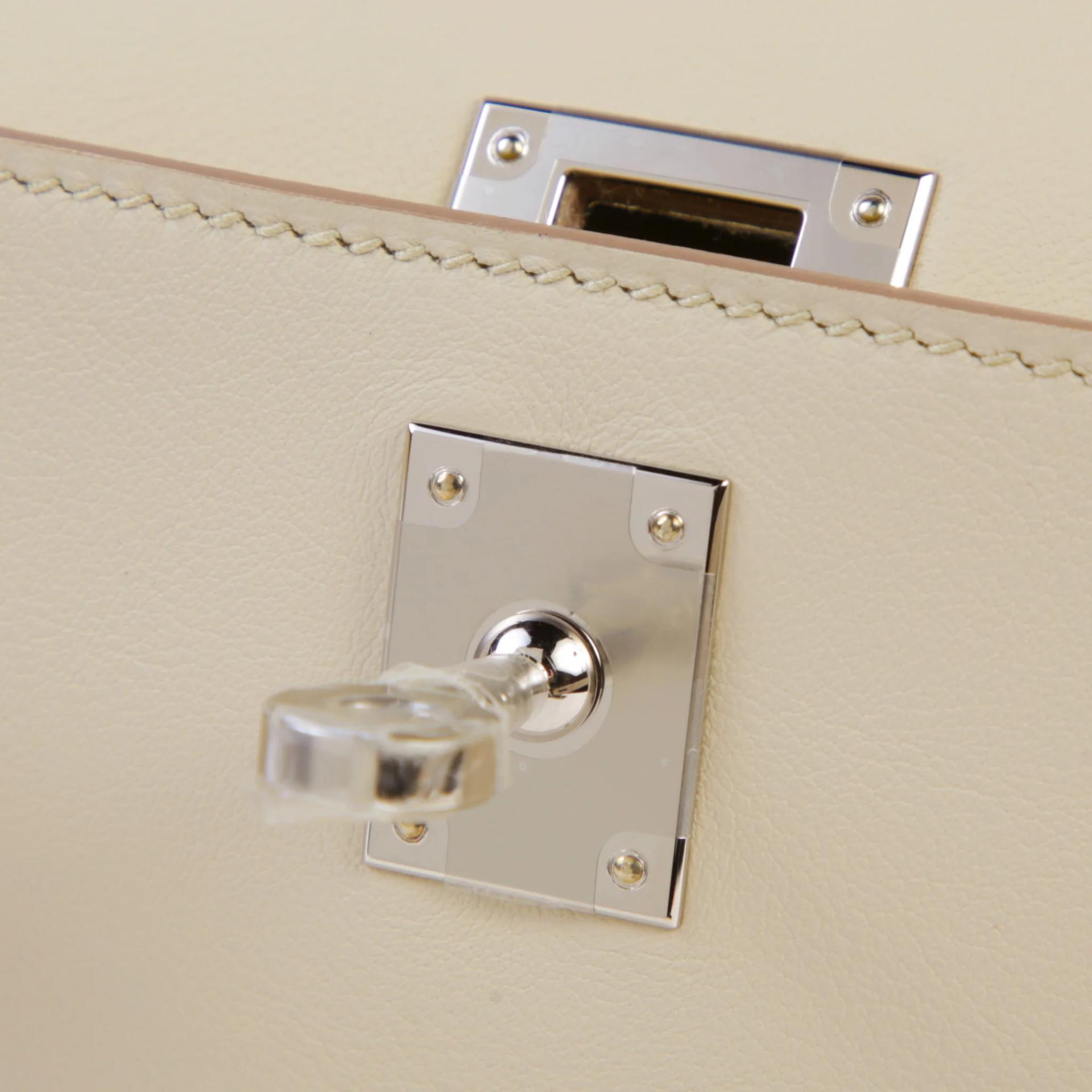 Brand New ( Rank N ) HERMÈS Special Order Kelly Pochette HSS Beton (8L) Lime (9R) Swift Palladium hardware K (2025) - 9