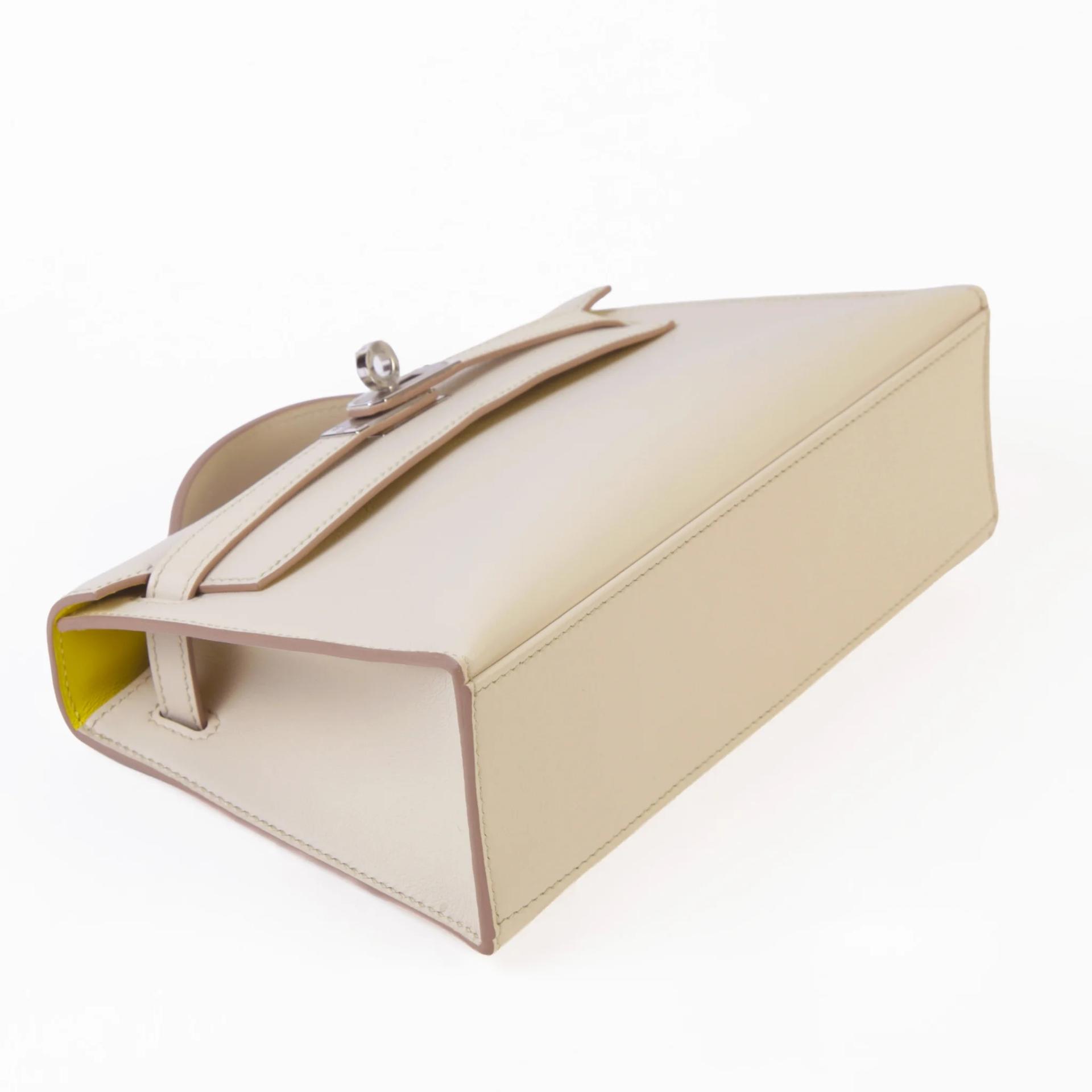 Brand New ( Rank N ) HERMÈS Special Order Kelly Pochette HSS Beton (8L) Lime (9R) Swift Palladium hardware K (2025) - 4