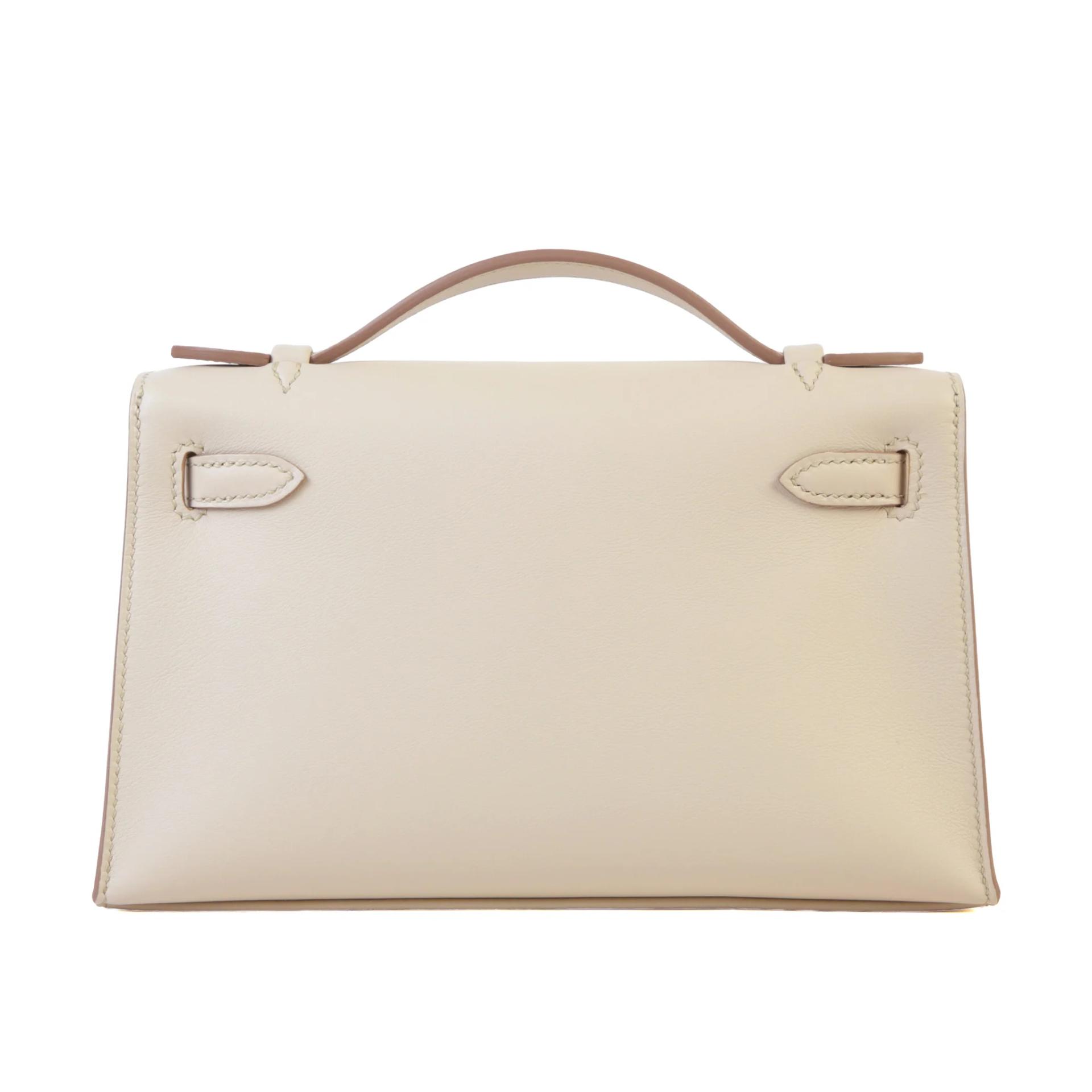 Brand New ( Rank N ) HERMÈS Special Order Kelly Pochette HSS Beton (8L) Lime (9R) Swift Palladium hardware K (2025) - 2
