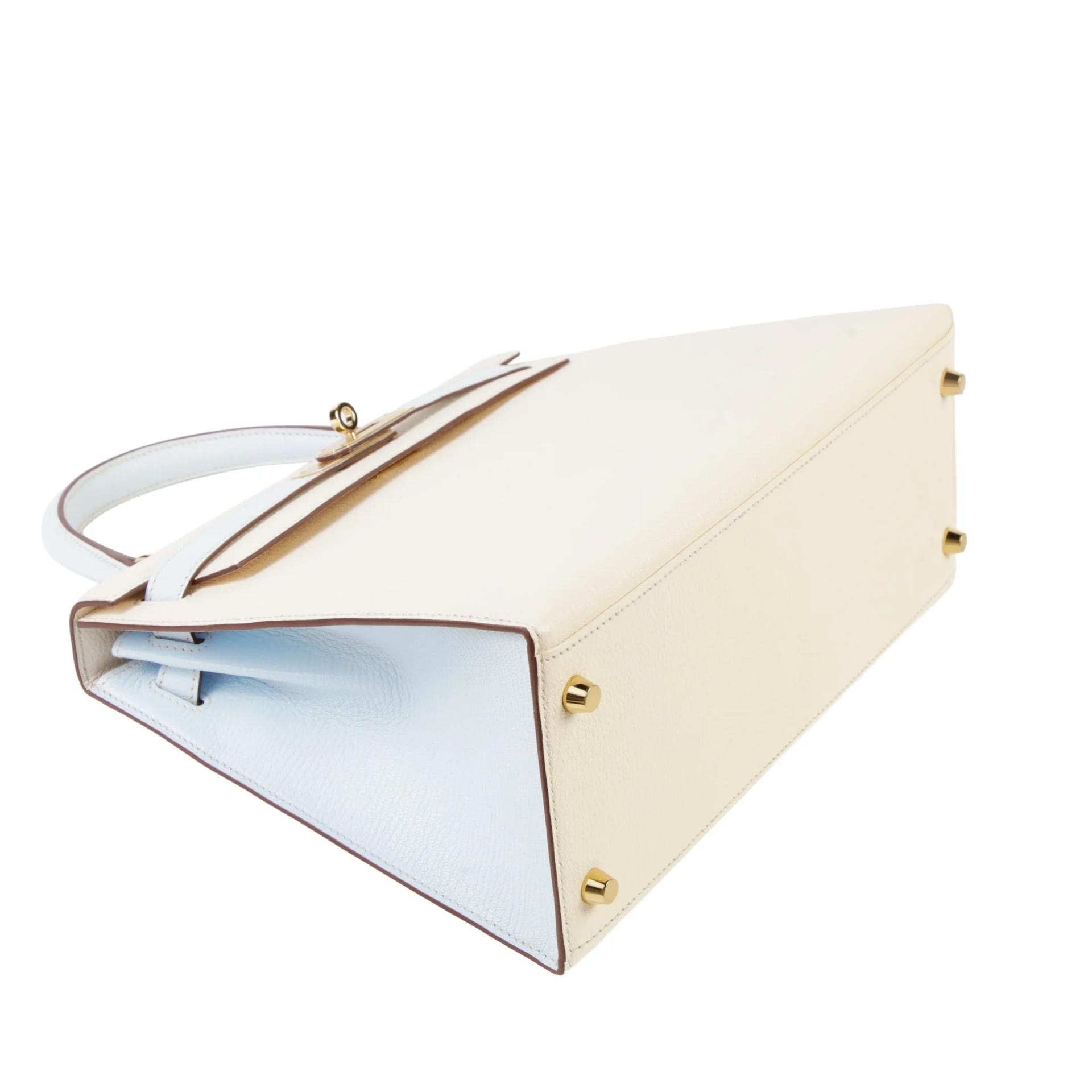 Unused ( Rank NS ) HERMÈS Special Order Kelly 28 Sellier HSS Nata (I2) Bleu Brume (T0) Chevre Permabrass hardware B (2023) - 4
