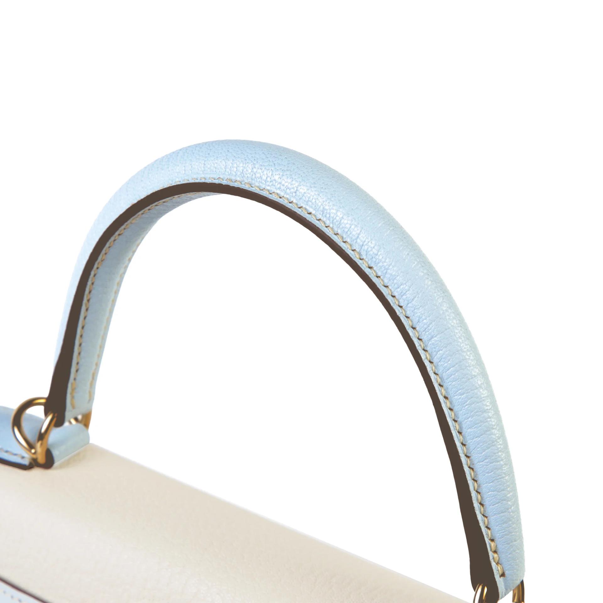Unused ( Rank NS ) HERMÈS Special Order Kelly 28 Sellier HSS Nata (I2) Bleu Brume (T0) Chevre Permabrass hardware B (2023) - 3