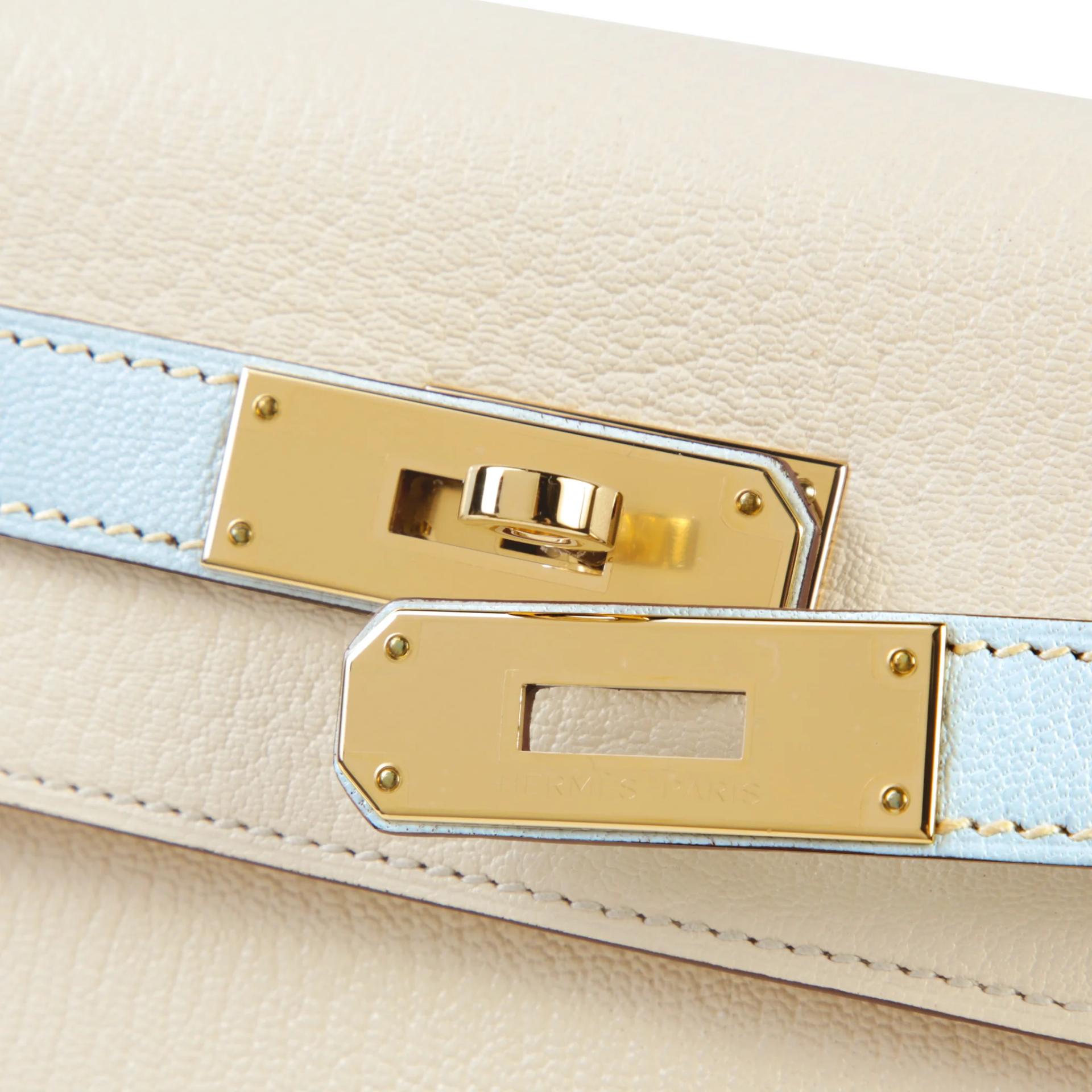 Unused ( Rank NS ) HERMÈS Special Order Kelly 28 Sellier HSS Nata (I2) Bleu Brume (T0) Chevre Permabrass hardware B (2023) - 8