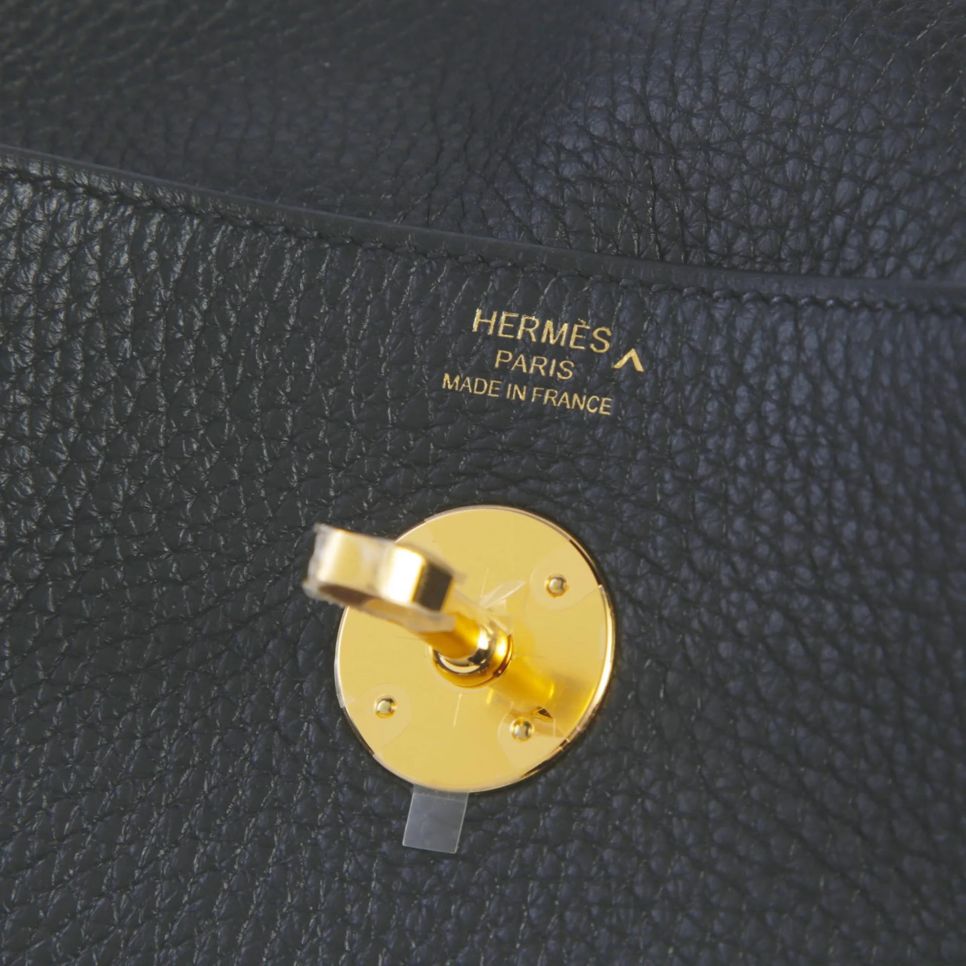 Unused ( Rank NS ) HERMÈS Lindy 26 Touch Noir (89) Clemence Matte Porosus Crocodile Gold hardware U (2022) - 9
