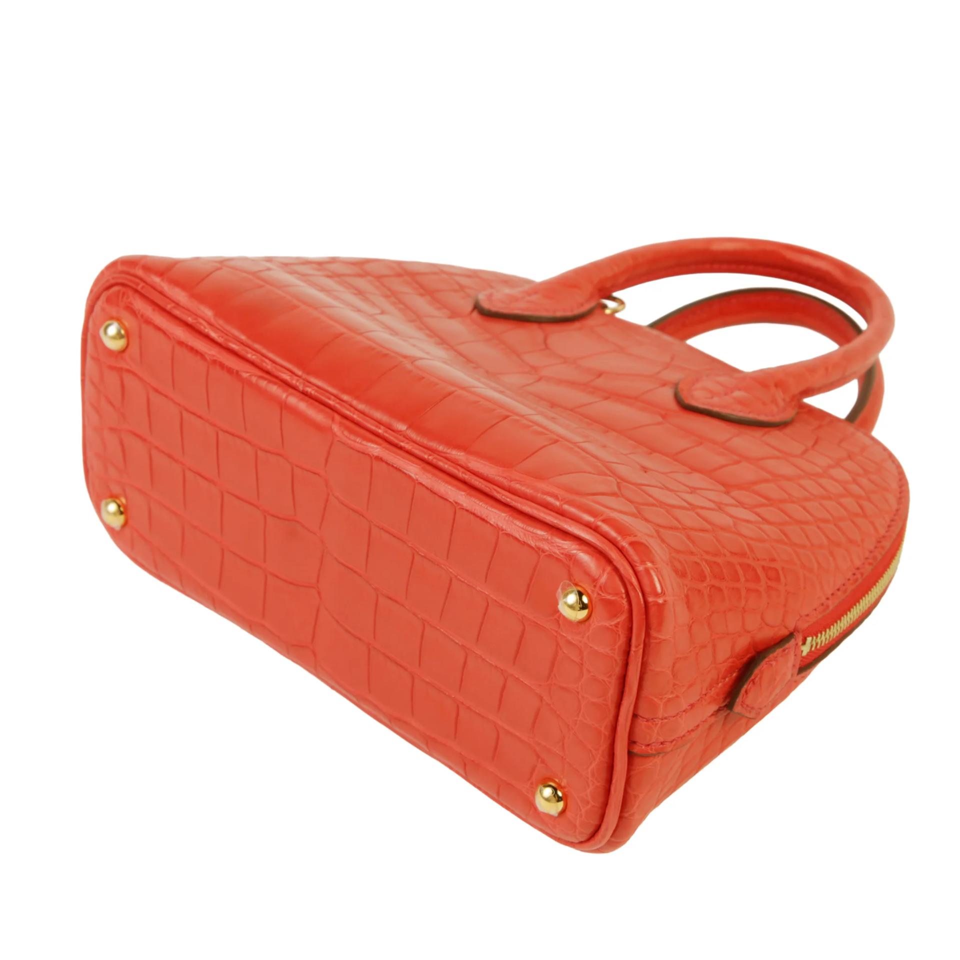 Unused ( Rank NS ) HERMÈS Mini Bolide 1923 Geranium (D5) Matte Alligator Gold hardware U (2022) - 5