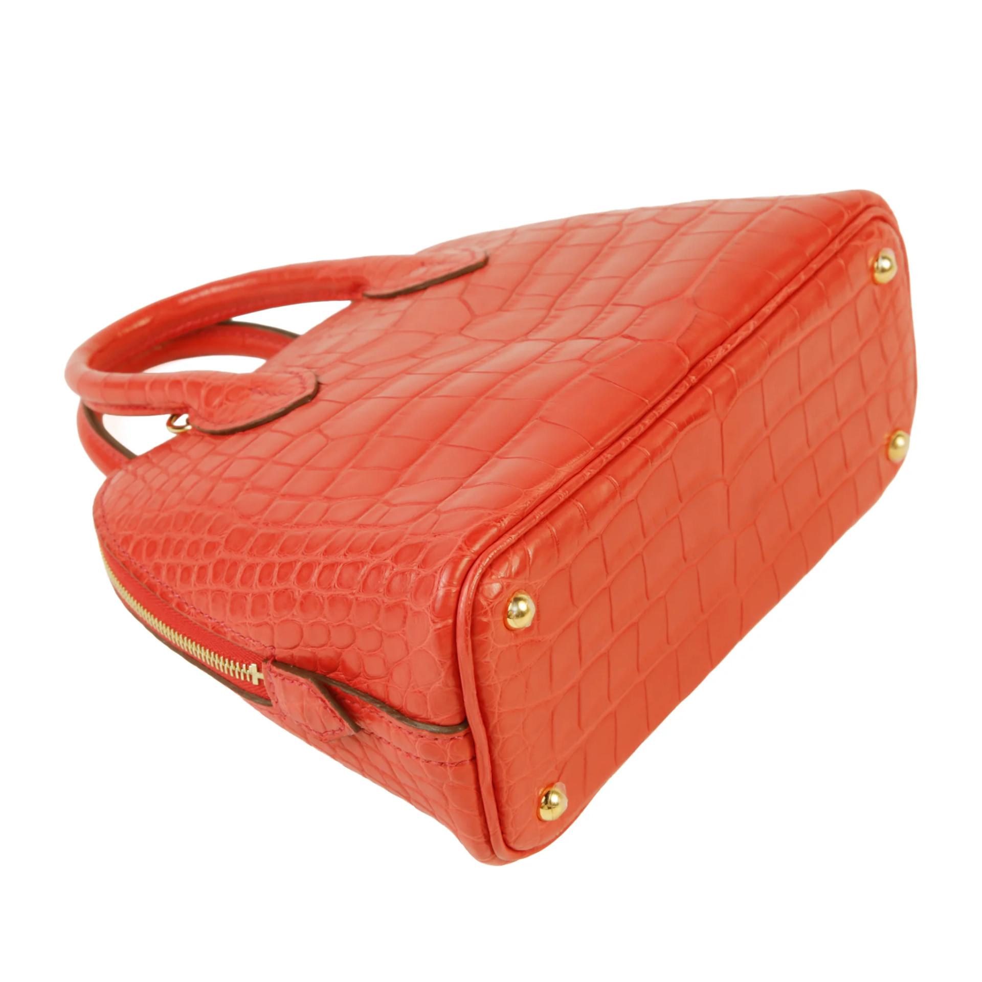 Unused ( Rank NS ) HERMÈS Mini Bolide 1923 Geranium (D5) Matte Alligator Gold hardware U (2022) - 6