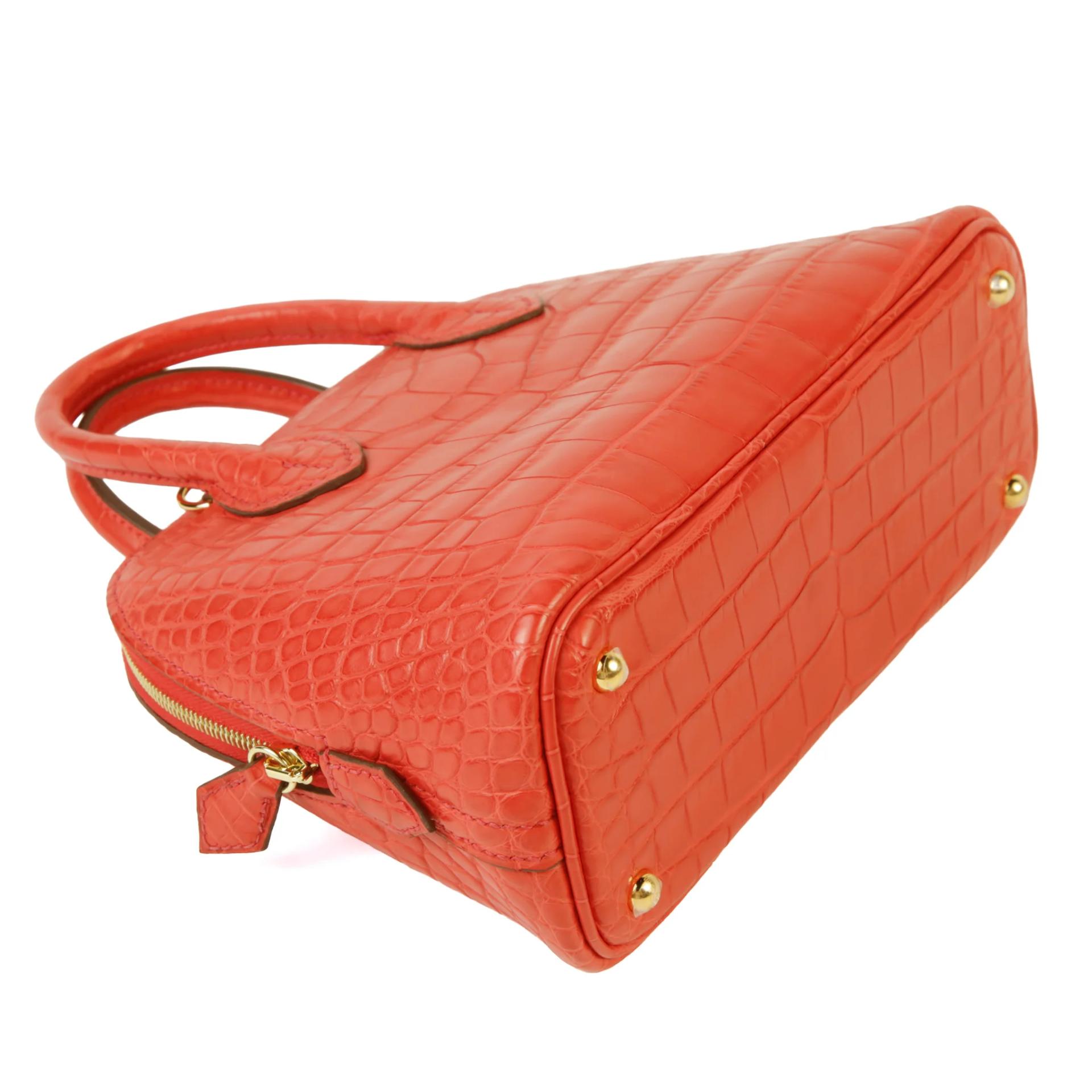 Unused ( Rank NS ) HERMÈS Mini Bolide 1923 Geranium (D5) Matte Alligator Gold hardware U (2022) - 4