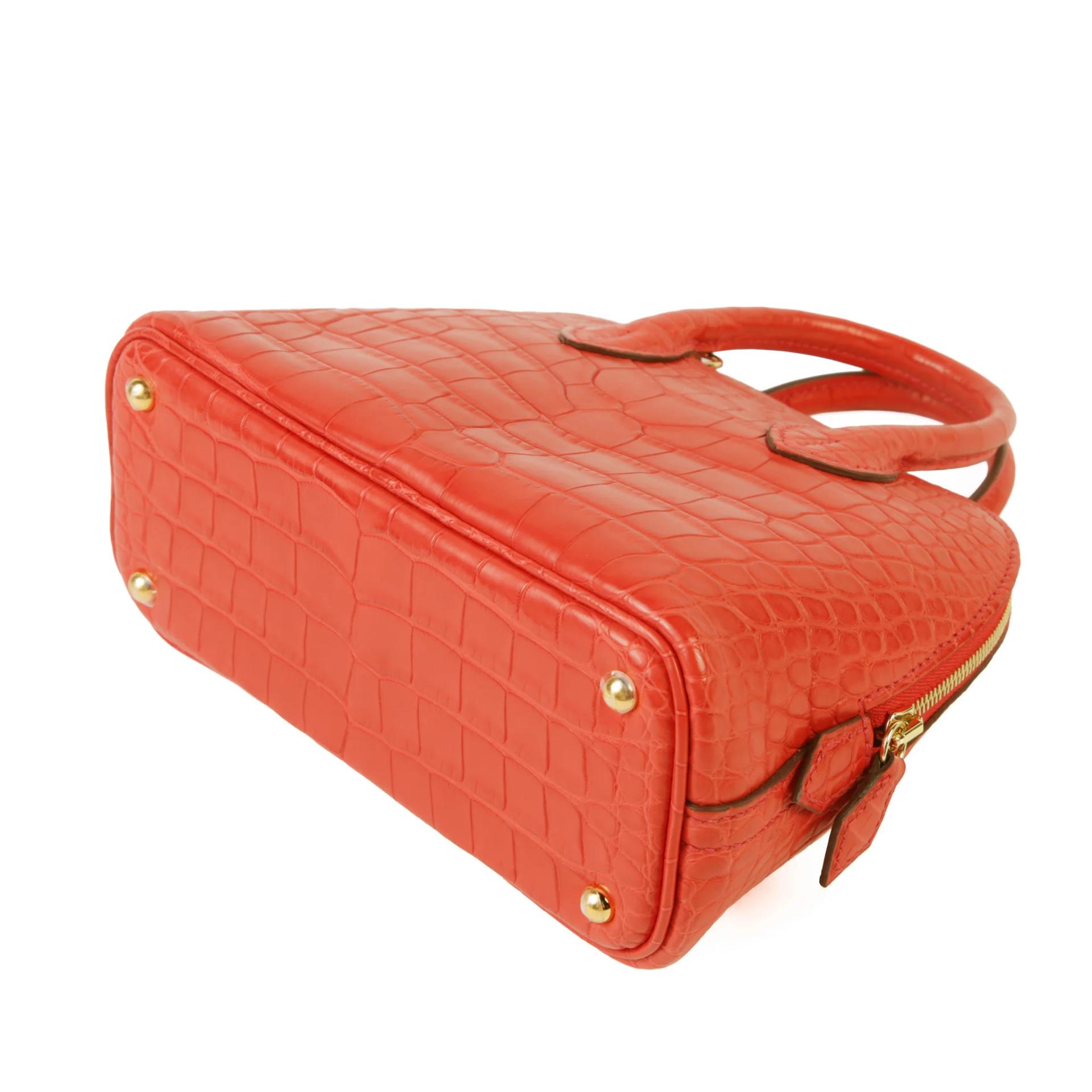 Unused ( Rank NS ) HERMÈS Mini Bolide 1923 Geranium (D5) Matte Alligator Gold hardware U (2022) - 7