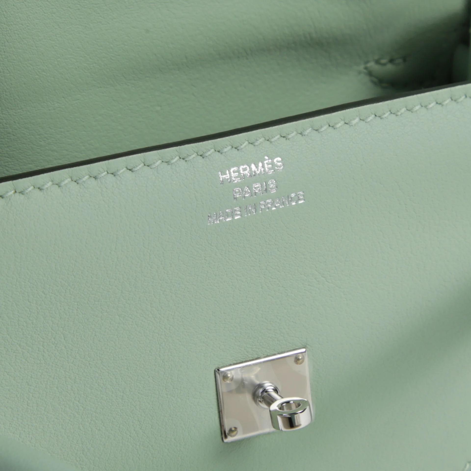 Brand New ( Rank N ) HERMÈS Kelly Doll Vert d’Eau (6U) Ciel (7G) Swift Palladium hardware G (2026) - 8