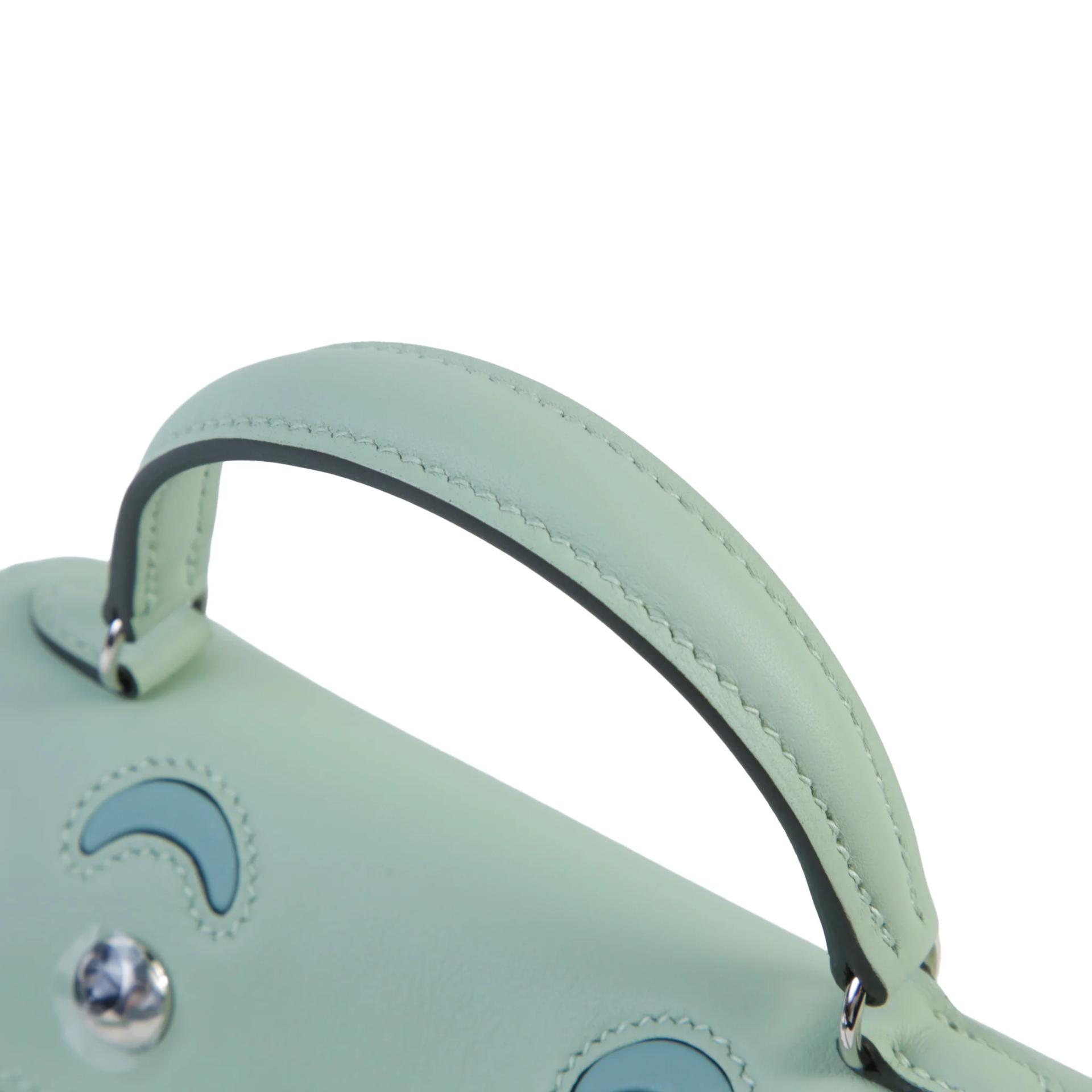 Brand New ( Rank N ) HERMÈS Kelly Doll Vert d’Eau (6U) Ciel (7G) Swift Palladium hardware G (2026) - 3