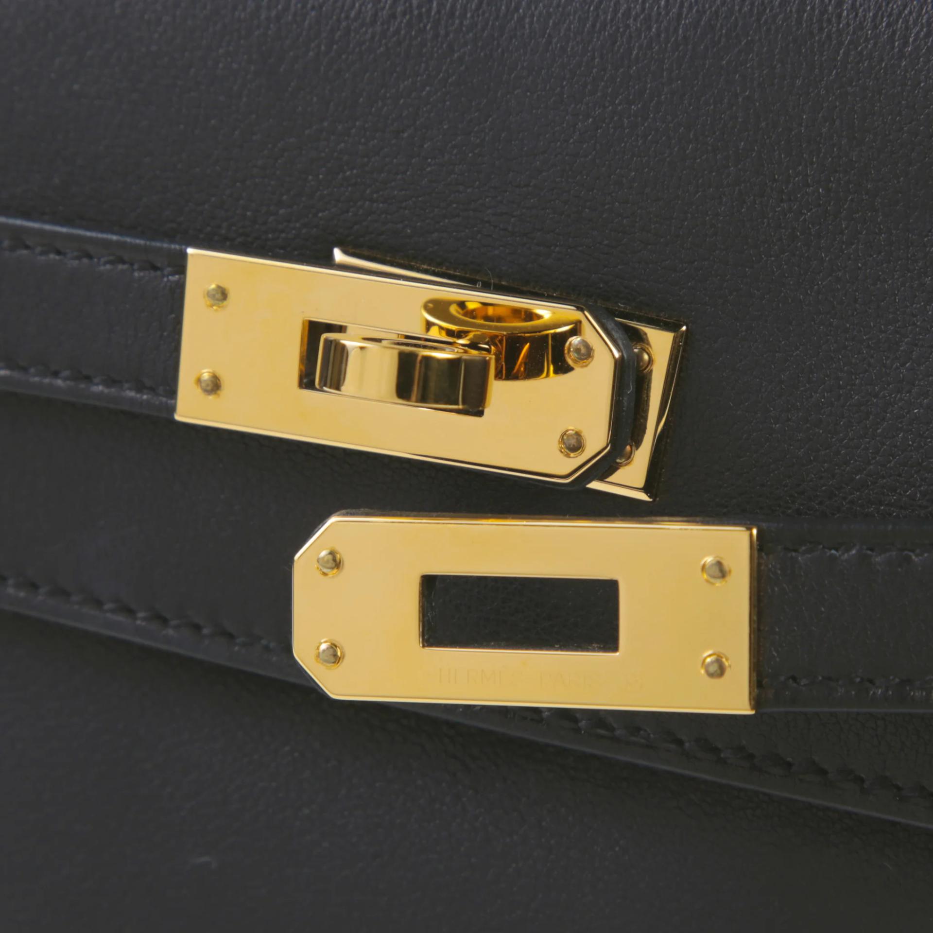 Very Good ( Rank A) HERMÈS Kelly Danse Noir (89) Volupto calfskin Gold hardware K (2025) - 7