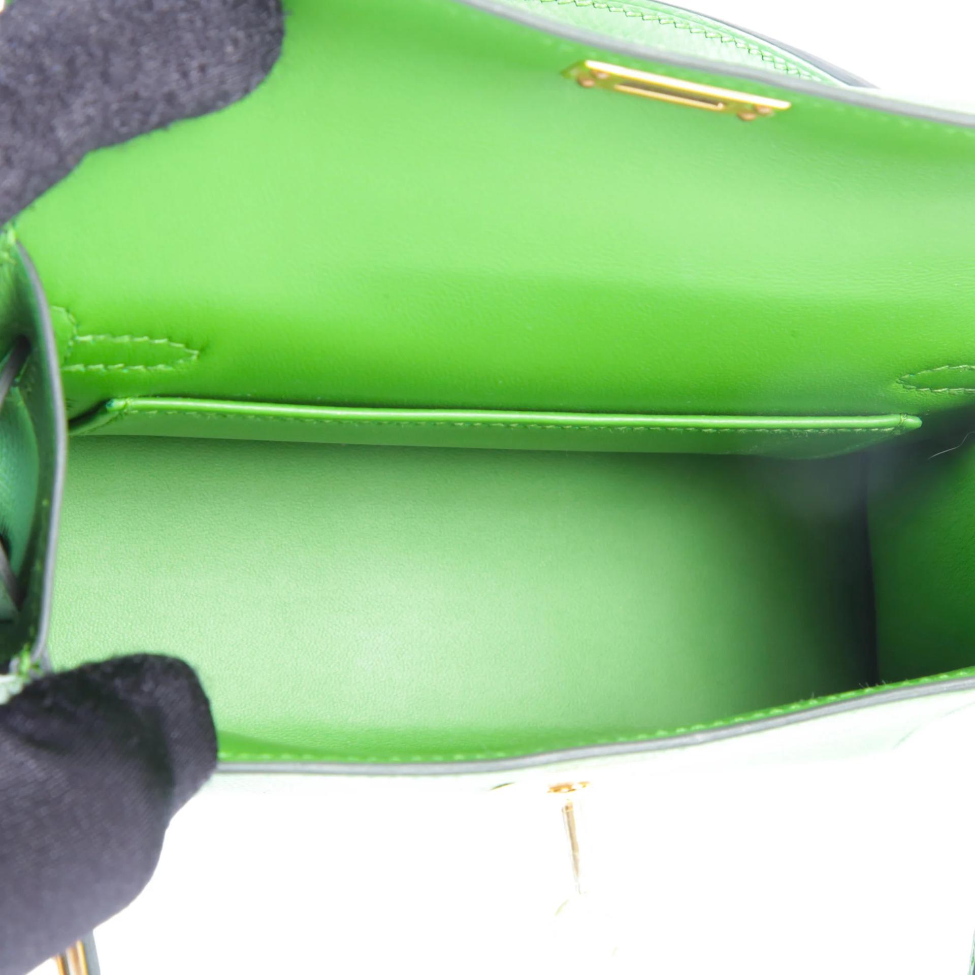 Unused ( Rank NS ) HERMÈS Mini Kelly II Vert Yucca (A8) Epsom Gold hardware B (2023) - 10