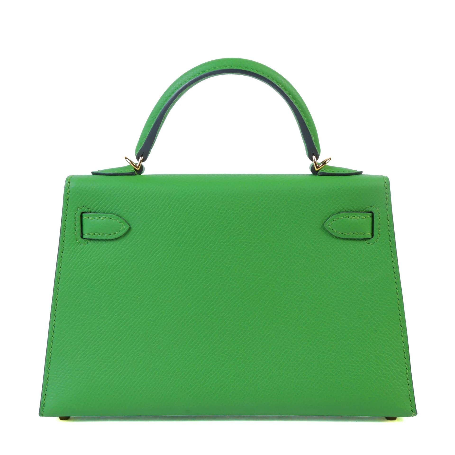 Unused ( Rank NS ) HERMÈS Mini Kelly II Vert Yucca (A8) Epsom Gold hardware B (2023) - 2