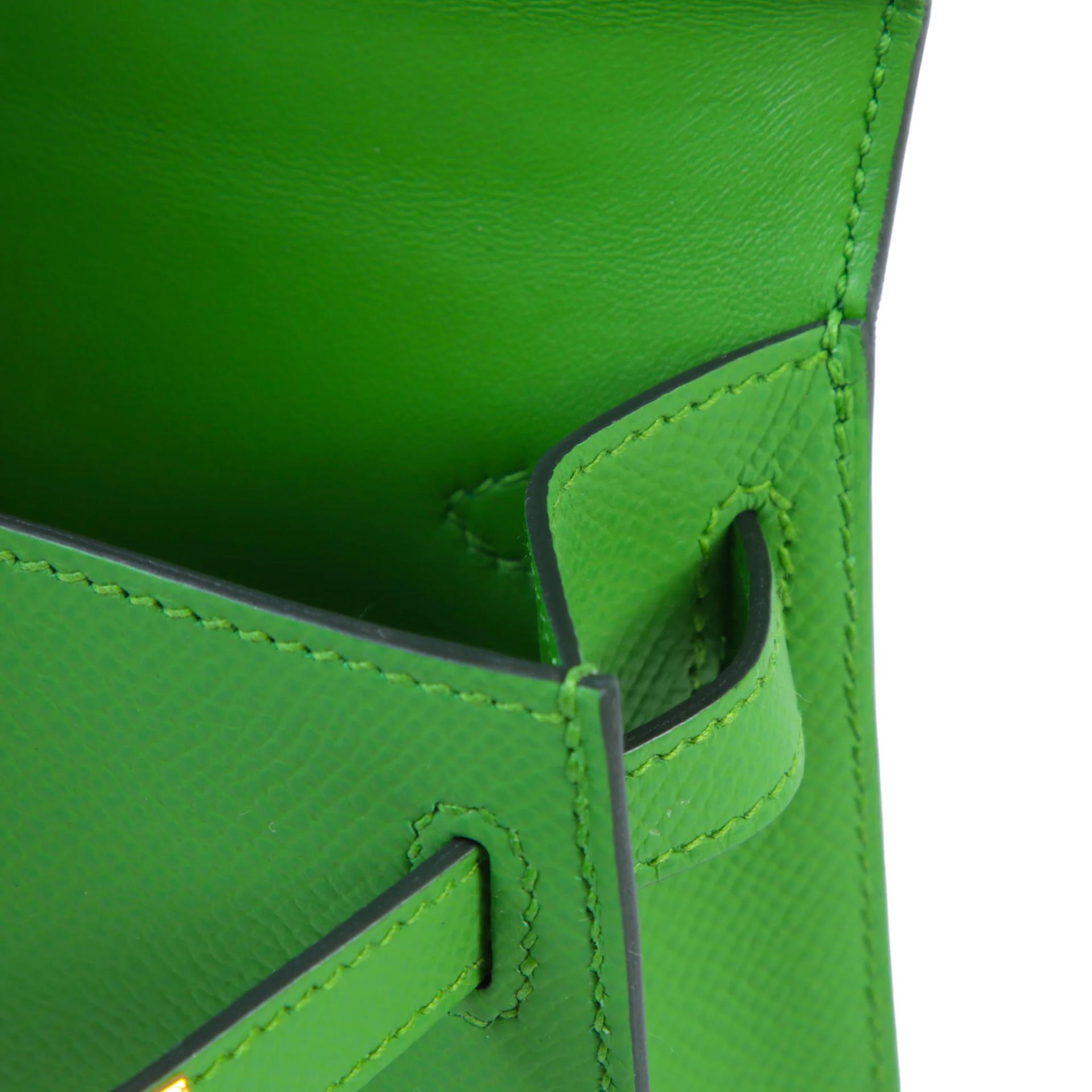 Unused ( Rank NS ) HERMÈS Mini Kelly II Vert Yucca (A8) Epsom Gold hardware B (2023) - 11