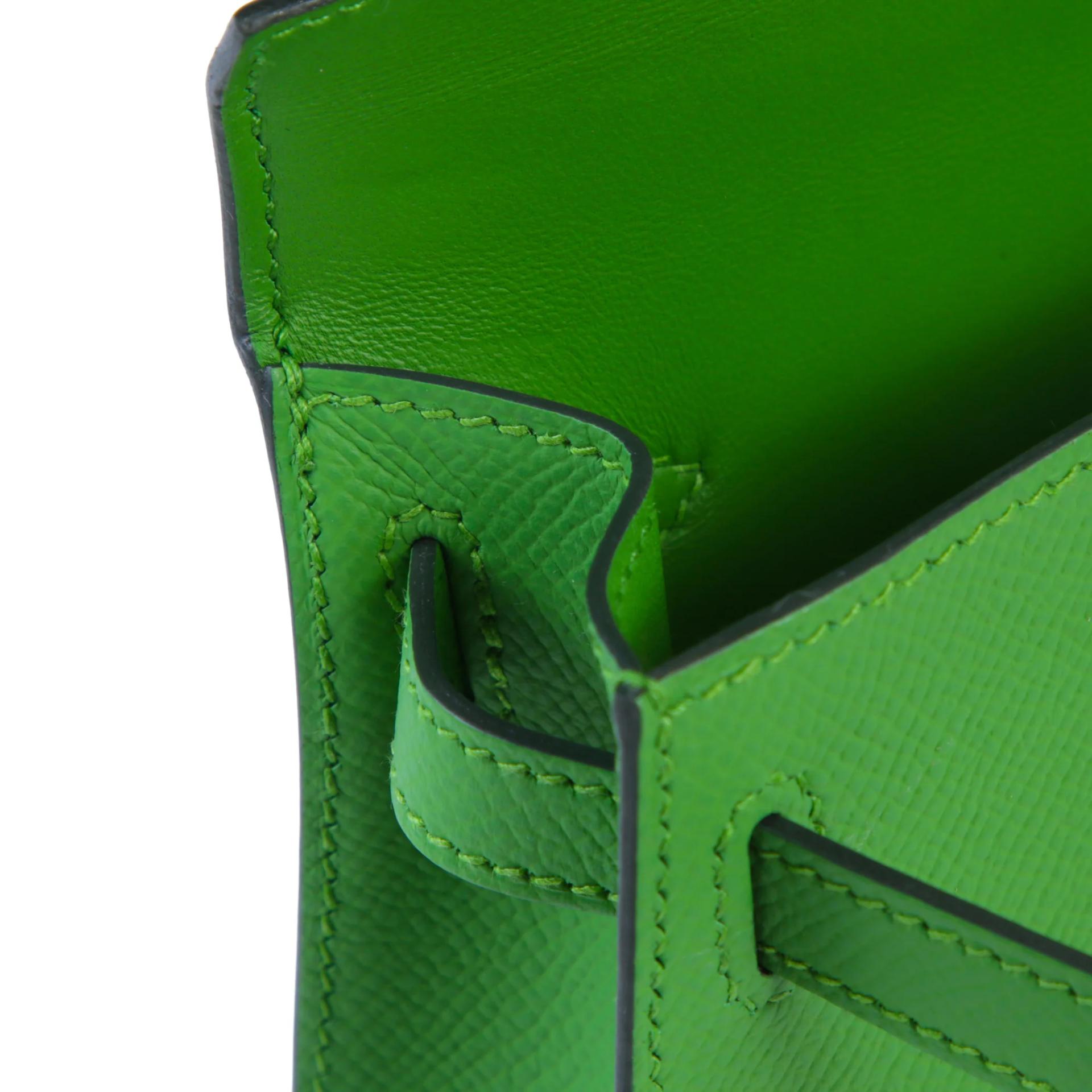 Unused ( Rank NS ) HERMÈS Mini Kelly II Vert Yucca (A8) Epsom Gold hardware B (2023) - 12