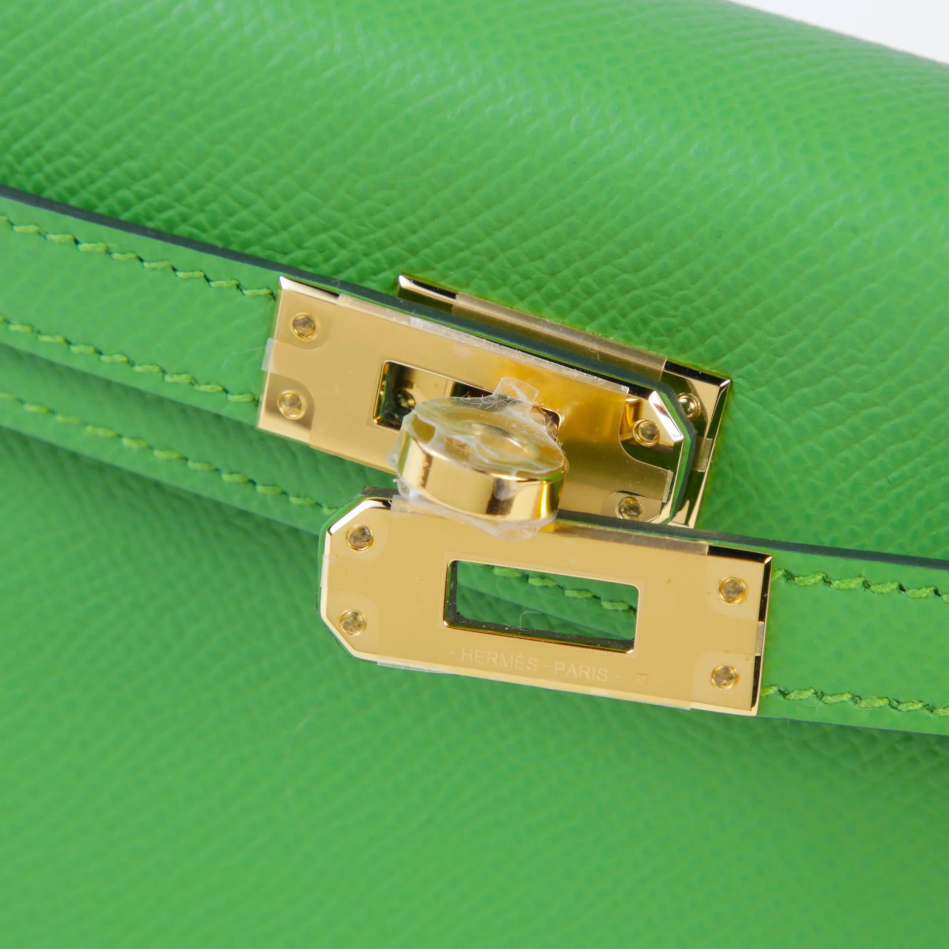 Unused ( Rank NS ) HERMÈS Mini Kelly II Vert Yucca (A8) Epsom Gold hardware B (2023) - 8