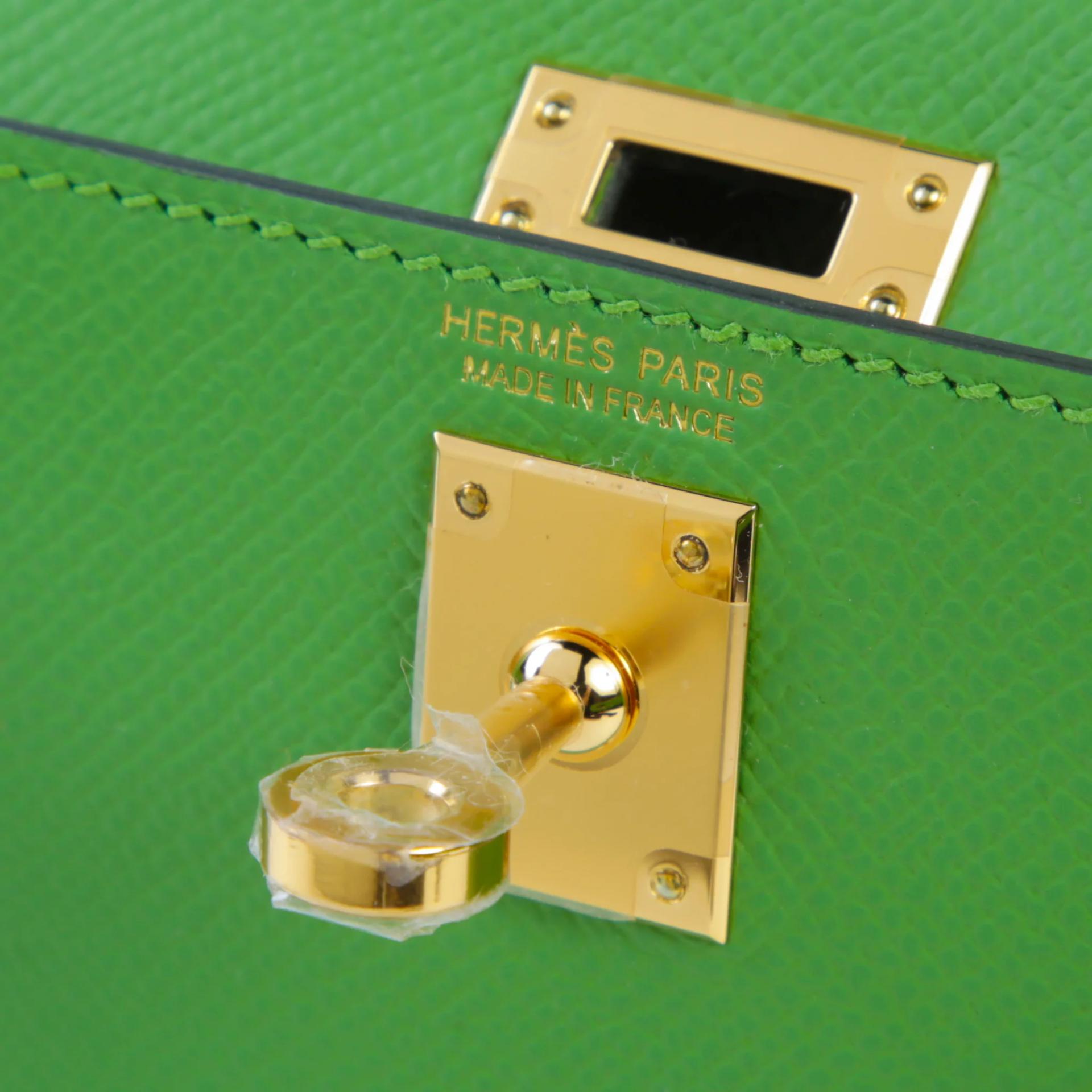 Unused ( Rank NS ) HERMÈS Mini Kelly II Vert Yucca (A8) Epsom Gold hardware B (2023) - 9