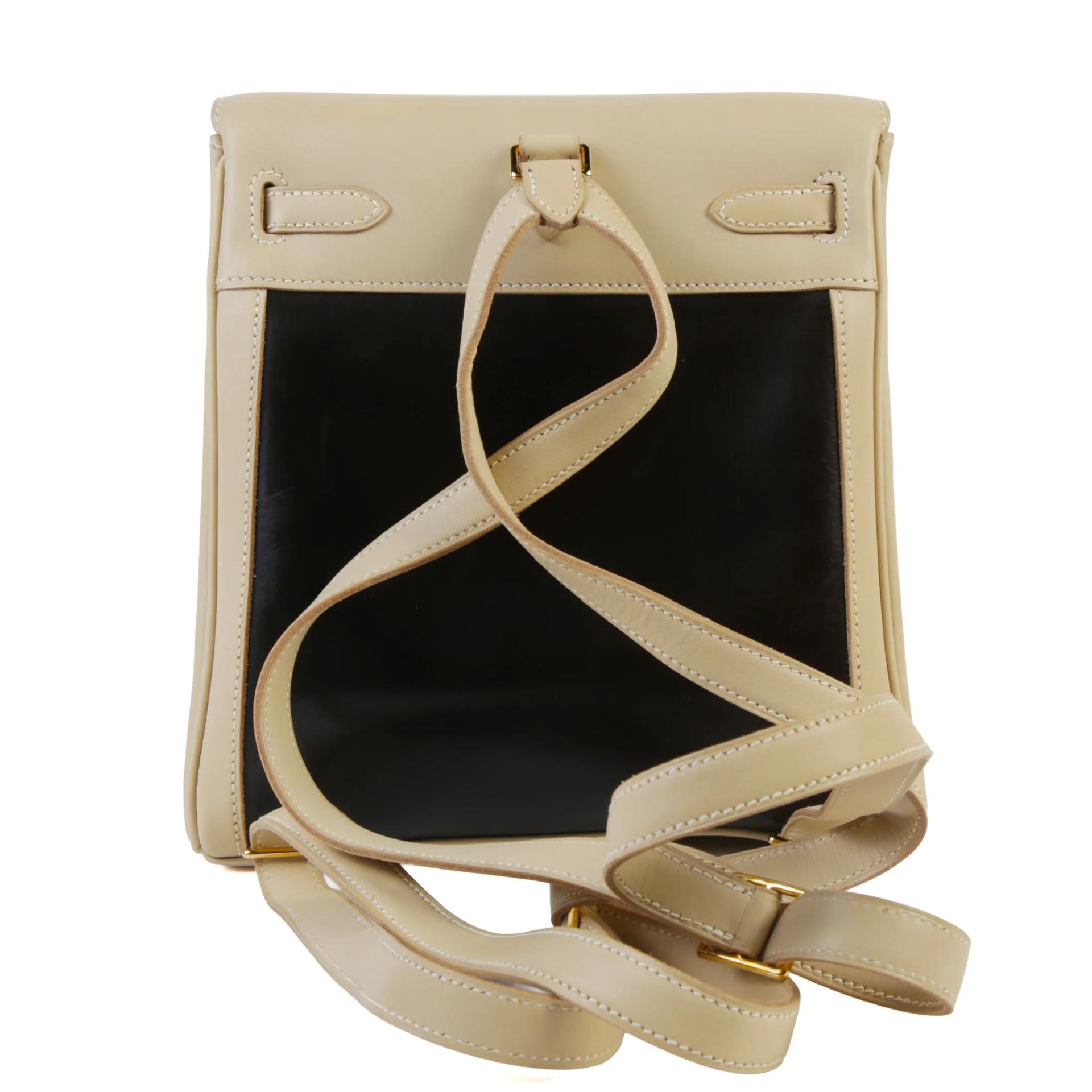 Very Good ( Rank A) HERMÈS Kelly Ado PM Beige Box-calf Amazonia Gold hardware Square E (2001) - 2