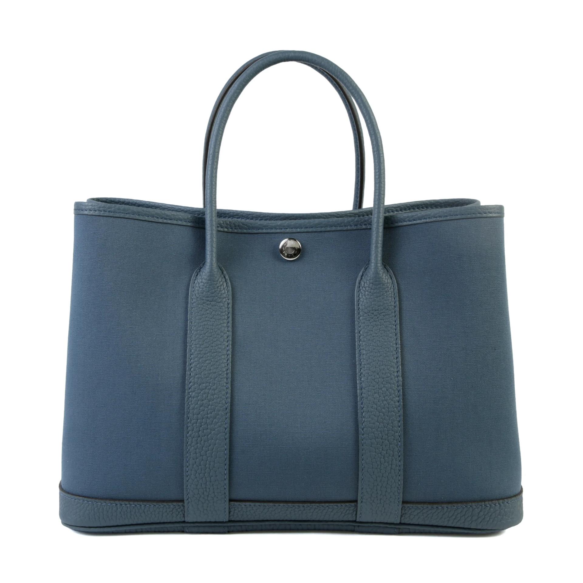 Brand New ( Rank N ) HERMÈS Garden Party TPM Bleu Tempete (N7) Negonda Toile H canvas Palladium hardware G (2026) - 2
