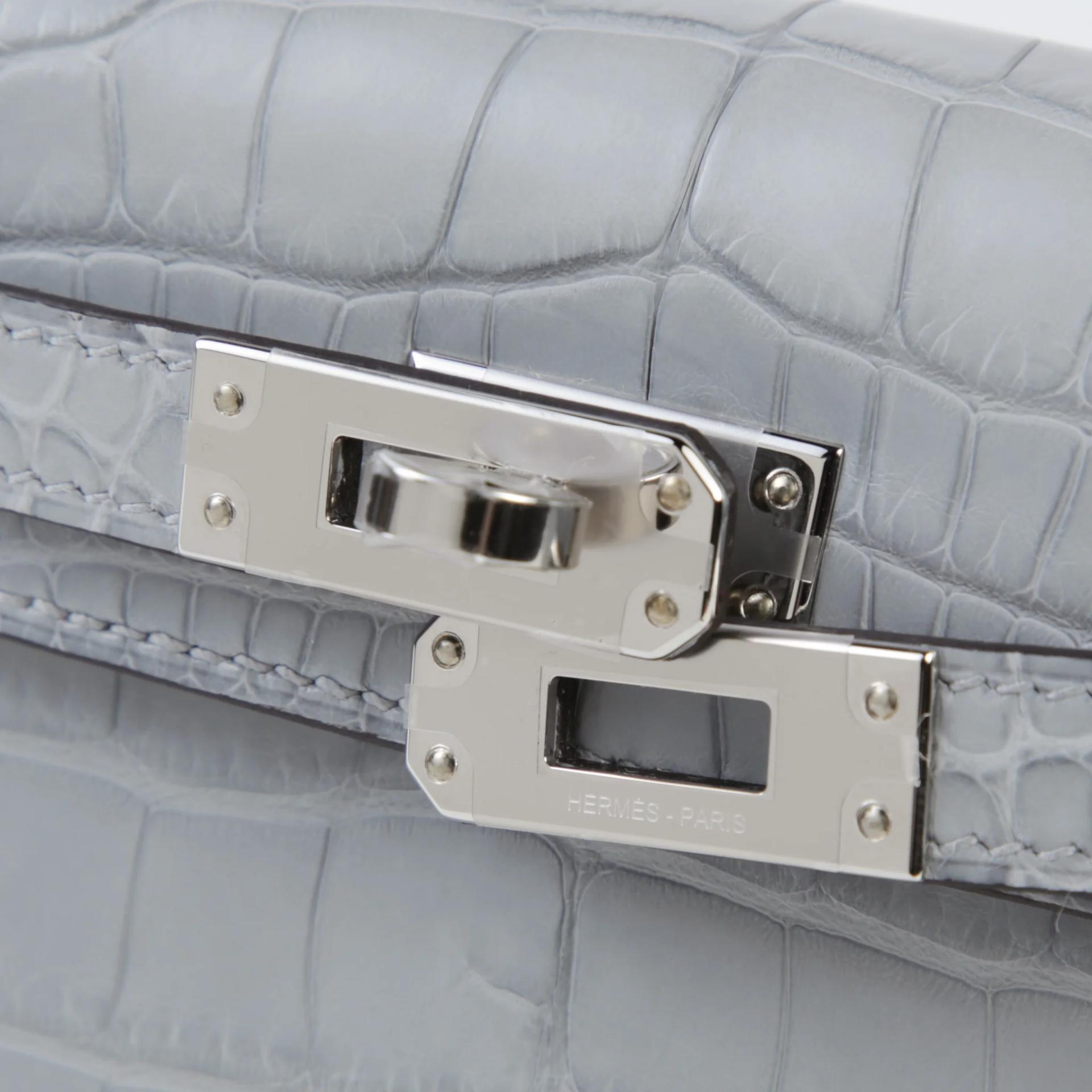 Brand New ( Rank N ) HERMÈS Mini Kelly II Gris Pantin (P0) Matte Alligator Palladium hardware G (2026) - 8
