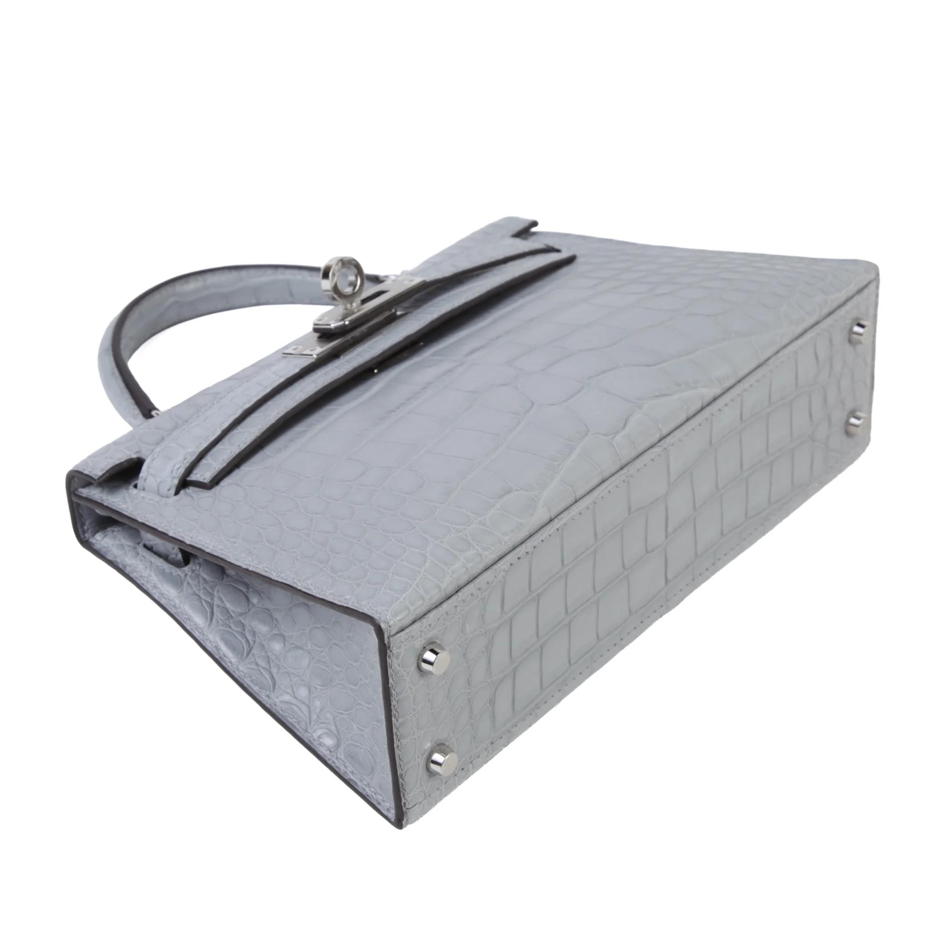 Brand New ( Rank N ) HERMÈS Mini Kelly II Gris Pantin (P0) Matte Alligator Palladium hardware G (2026) - 4