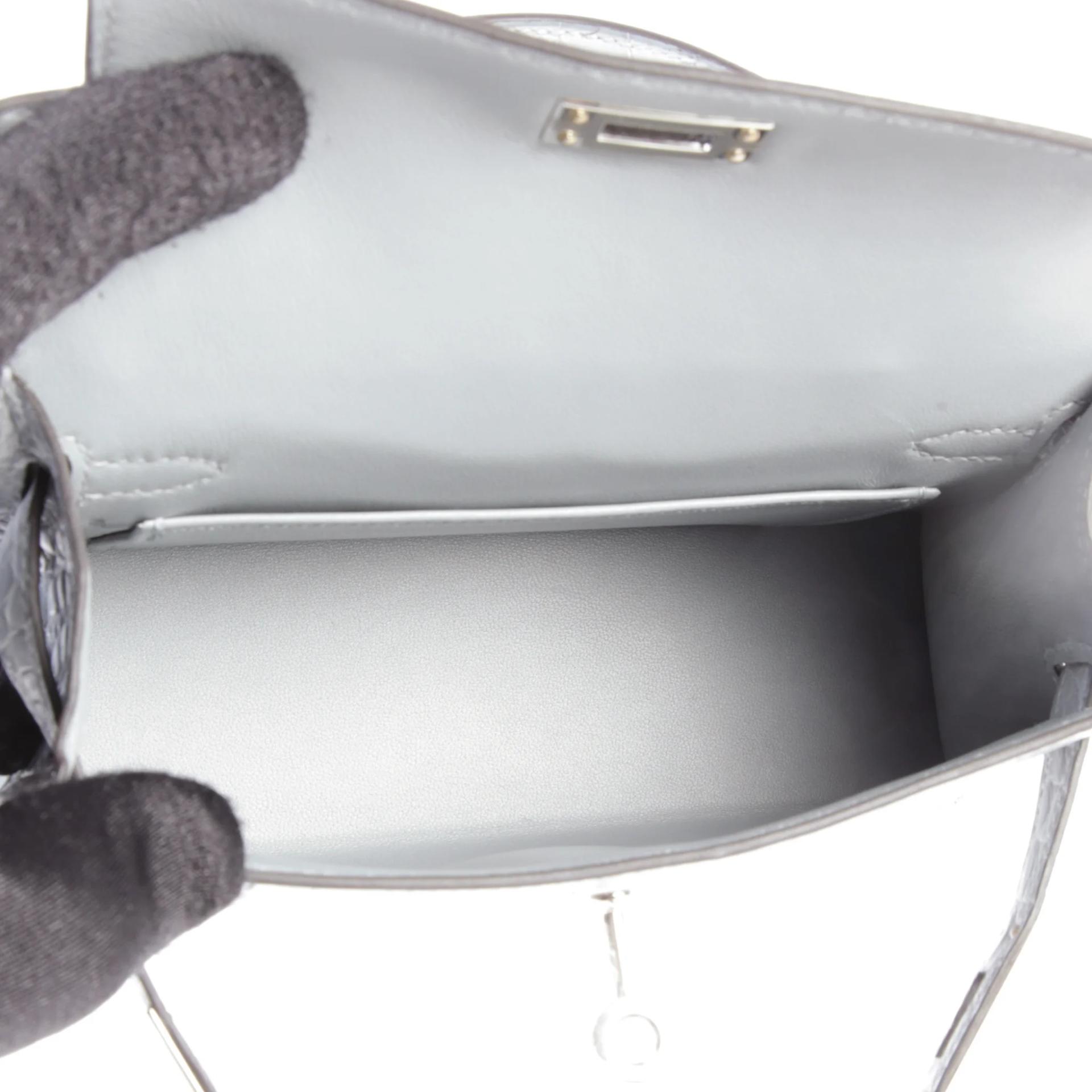 Brand New ( Rank N ) HERMÈS Mini Kelly II Gris Pantin (P0) Matte Alligator Palladium hardware G (2026) - 10