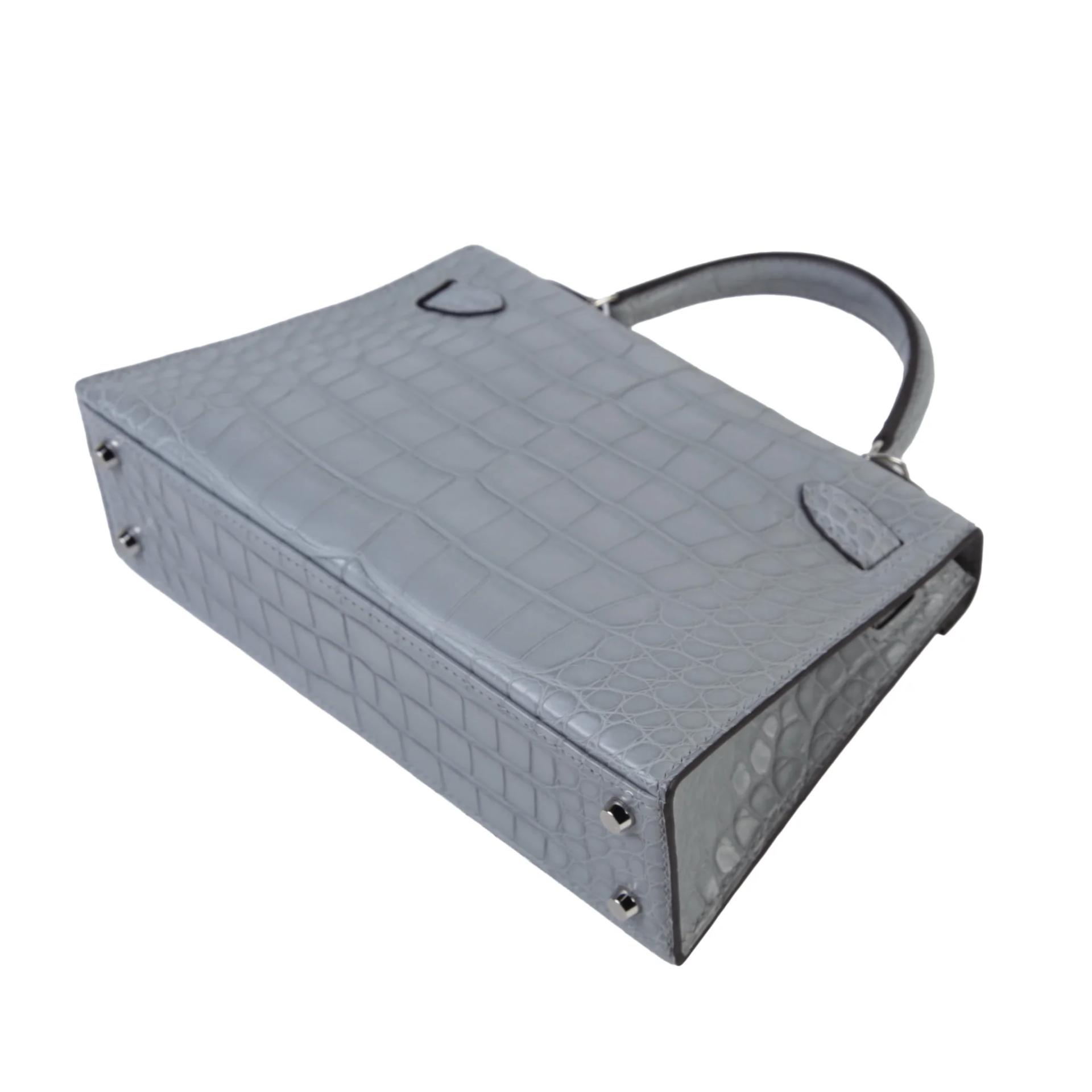 Brand New ( Rank N ) HERMÈS Mini Kelly II Gris Pantin (P0) Matte Alligator Palladium hardware G (2026) - 7
