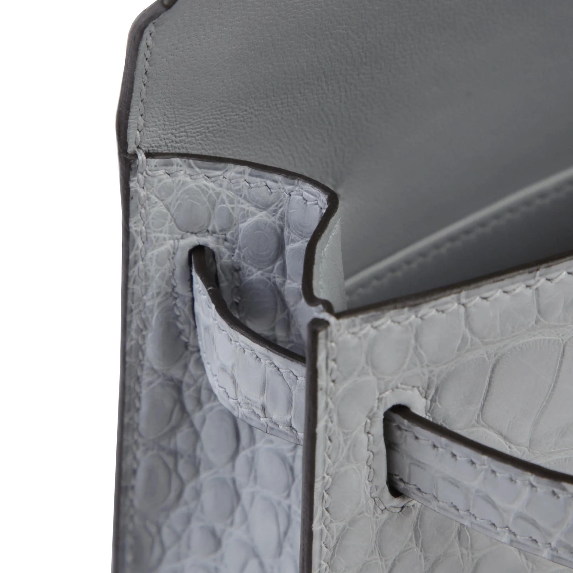 Brand New ( Rank N ) HERMÈS Mini Kelly II Gris Pantin (P0) Matte Alligator Palladium hardware G (2026) - 12