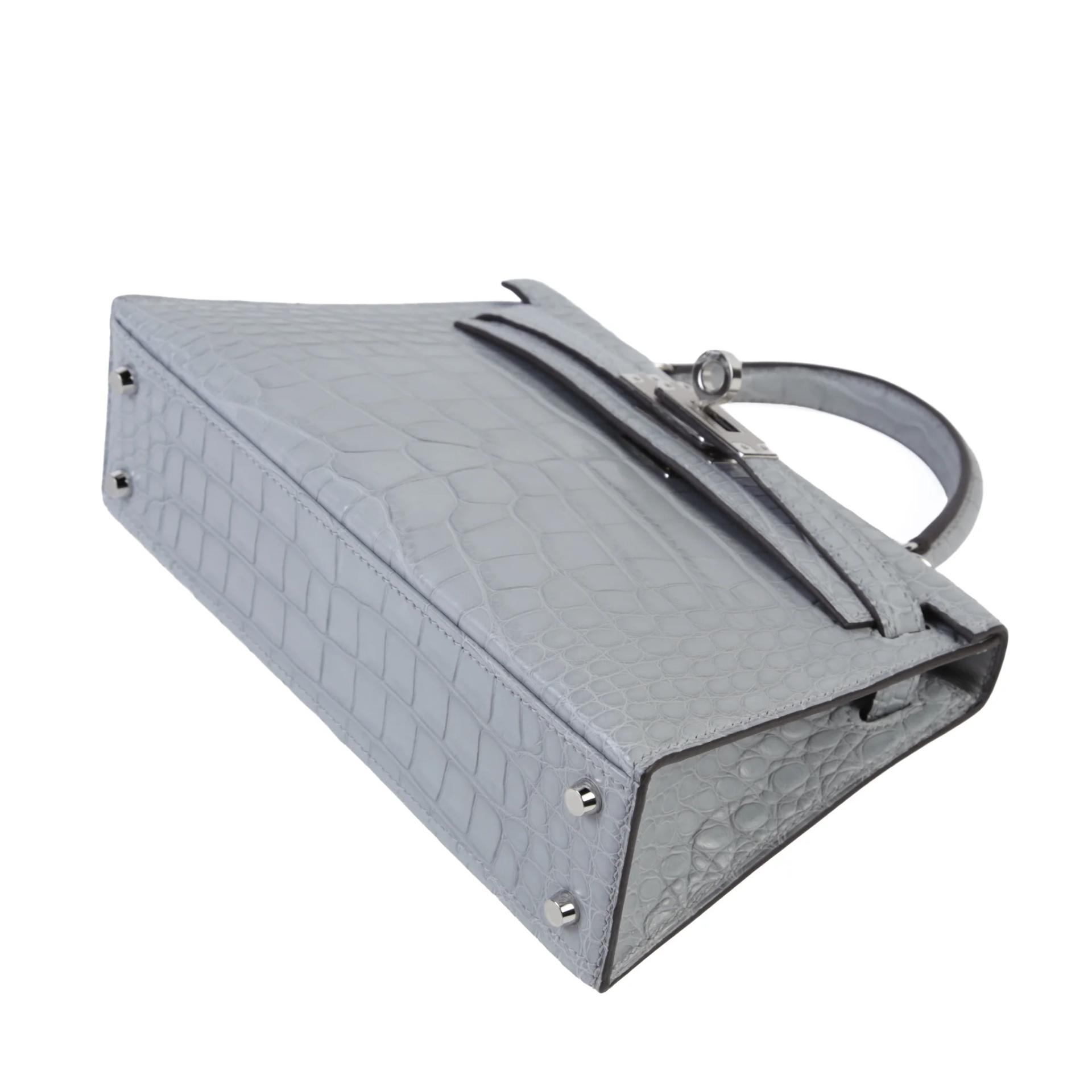 Brand New ( Rank N ) HERMÈS Mini Kelly II Gris Pantin (P0) Matte Alligator Palladium hardware G (2026) - 5