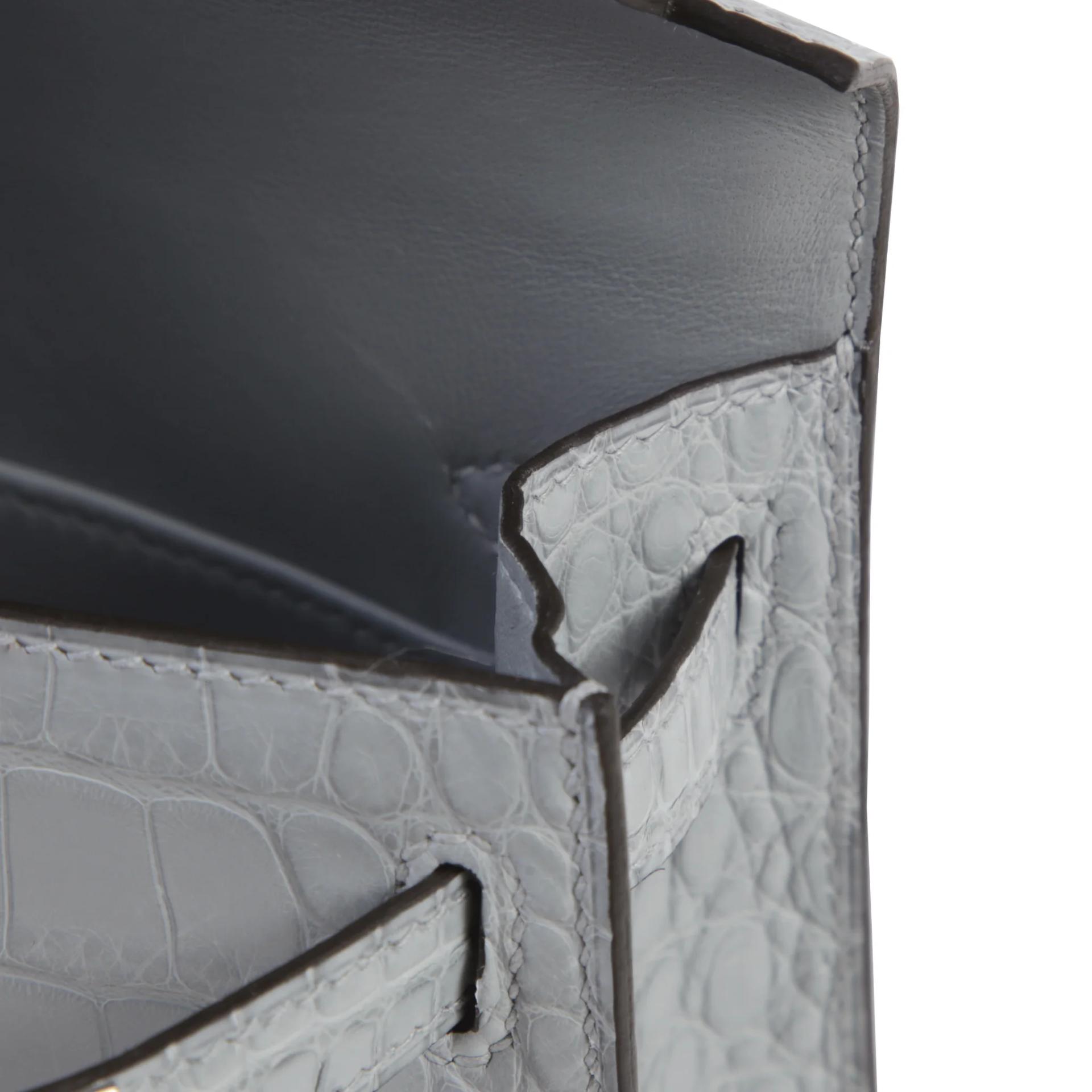 Brand New ( Rank N ) HERMÈS Mini Kelly II Gris Pantin (P0) Matte Alligator Palladium hardware G (2026) - 11