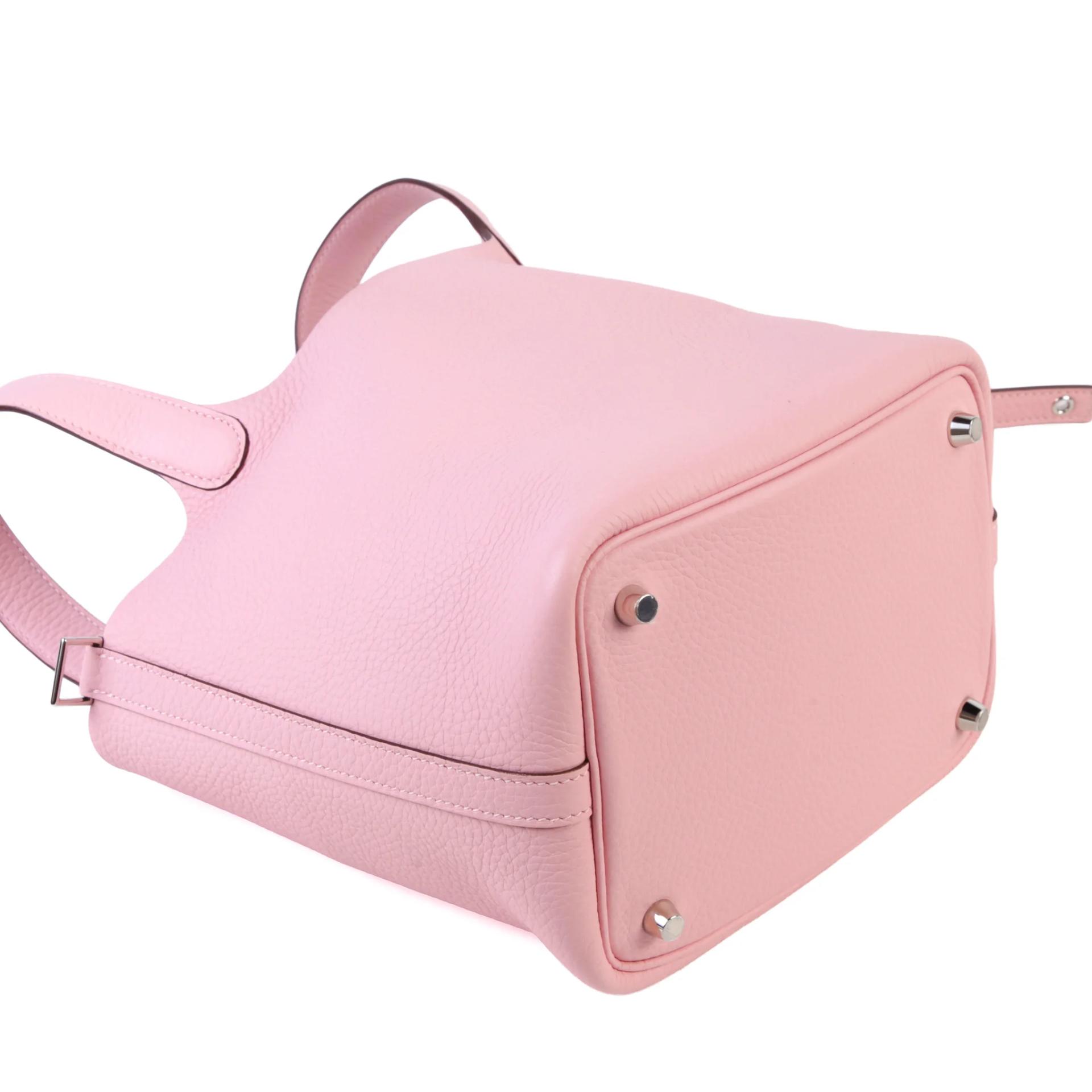 Very Good ( Rank A) HERMÈS Picotin Lock PM Rose Sakura (3Q) Clemence Palladium hardware W (2024) - 8