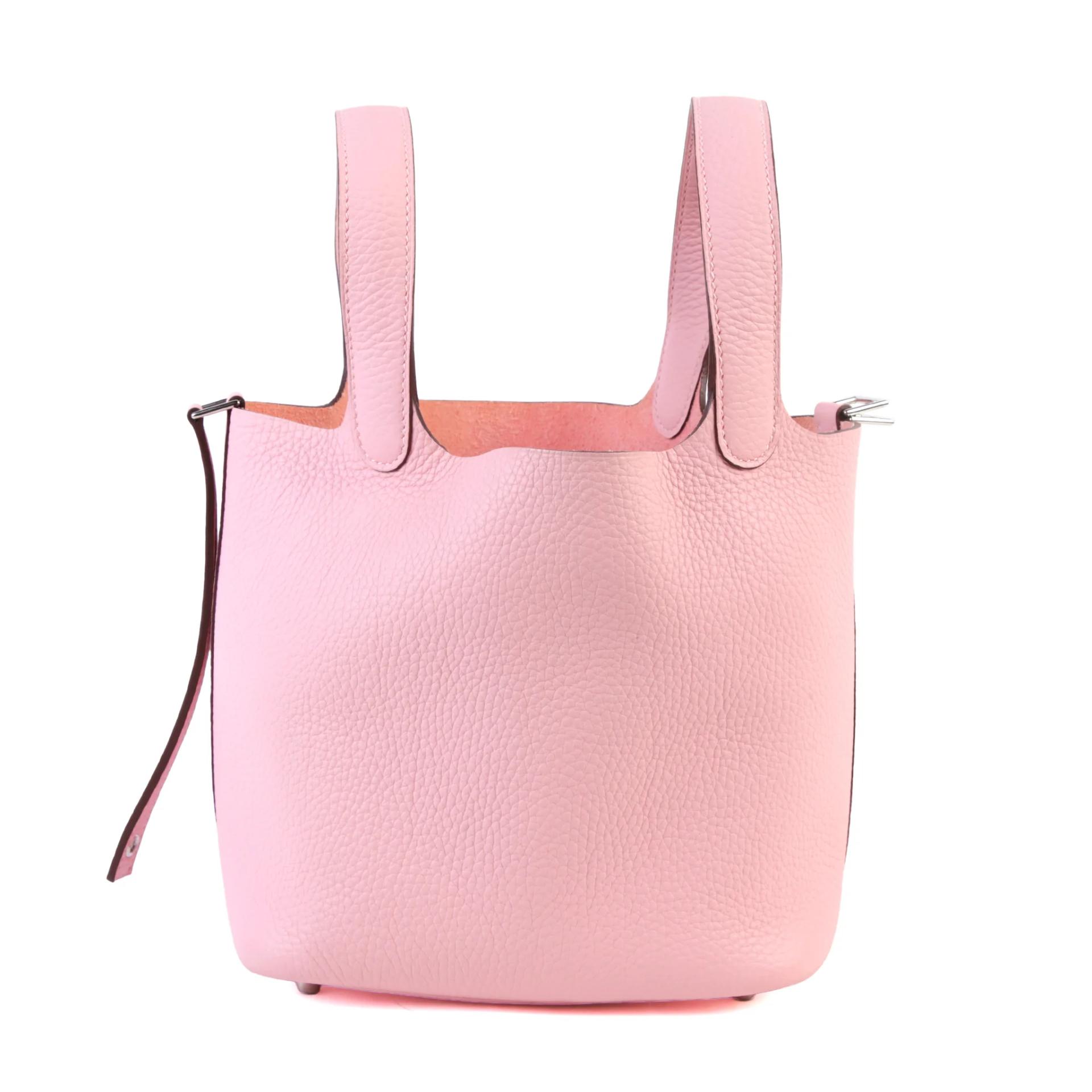 Very Good ( Rank A) HERMÈS Picotin Lock PM Rose Sakura (3Q) Clemence Palladium hardware W (2024) - 5