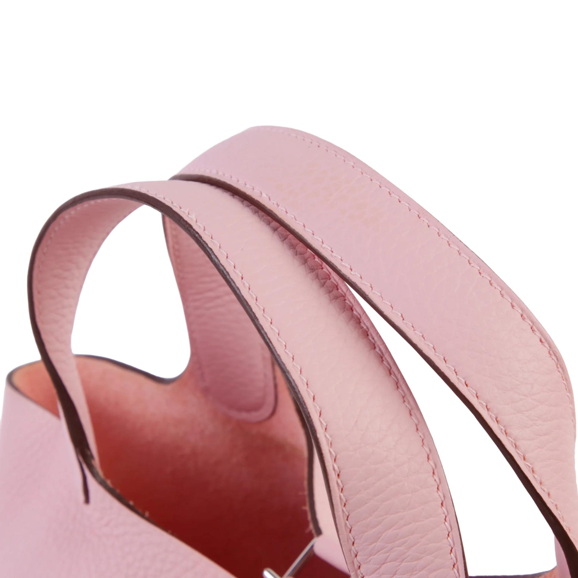 Very Good ( Rank A) HERMÈS Picotin Lock PM Rose Sakura (3Q) Clemence Palladium hardware W (2024) - 3