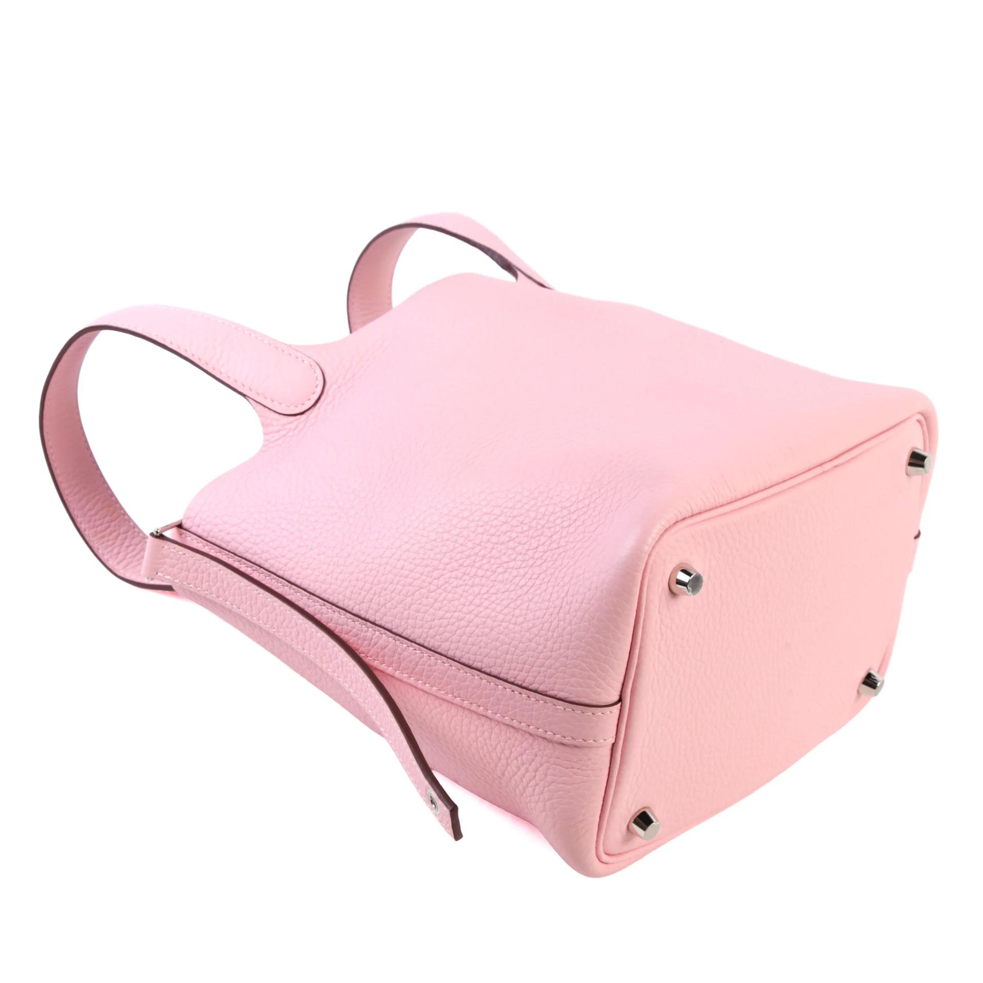 Very Good ( Rank A) HERMÈS Picotin Lock PM Rose Sakura (3Q) Clemence Palladium hardware W (2024) - 6