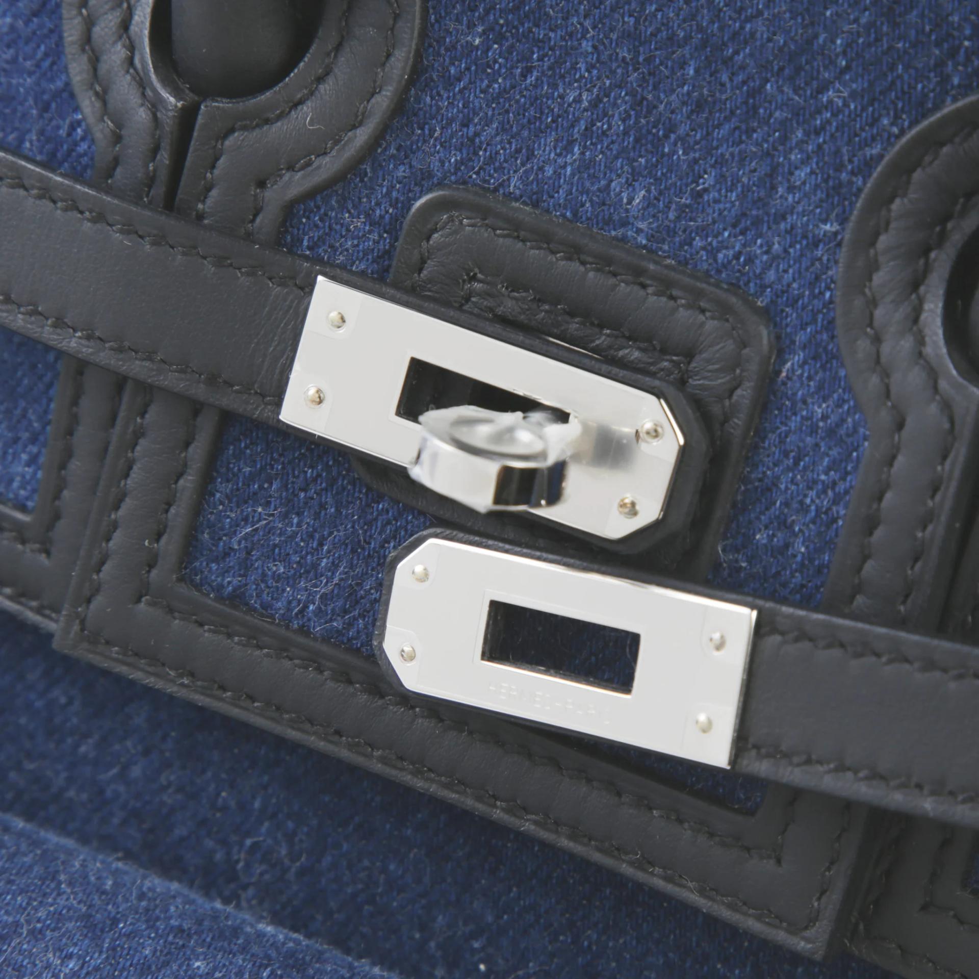 Brand New ( Rank N ) HERMÈS Limited Edition Birkin Cargo 25 Denim Fonce Noir (89) Denim Swift Palladium hardware G (2026) - 8