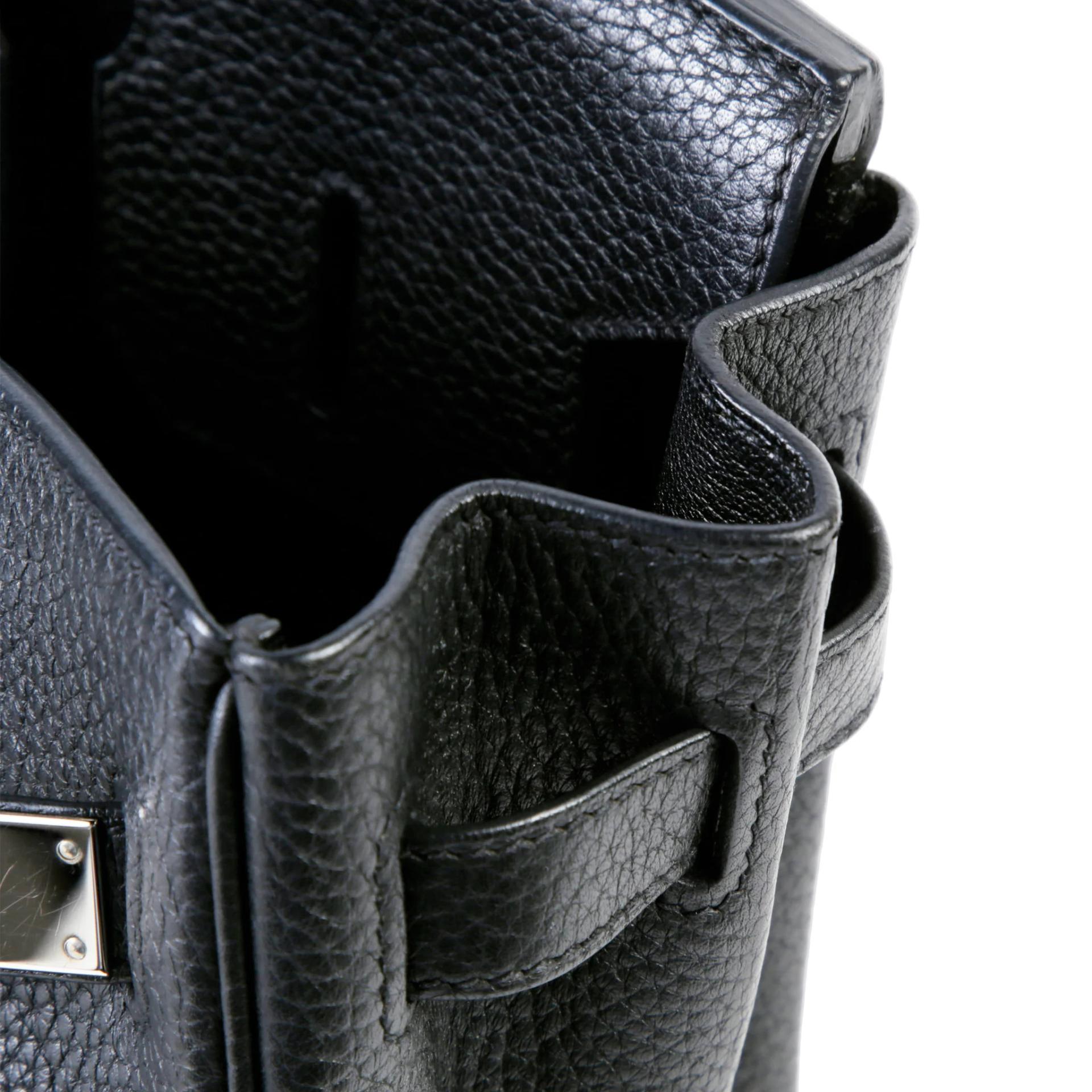 Good ( Rank AB) HERMÈS Birkin 30 Noir (89) Togo Palladium hardware Square N (2010) - 12