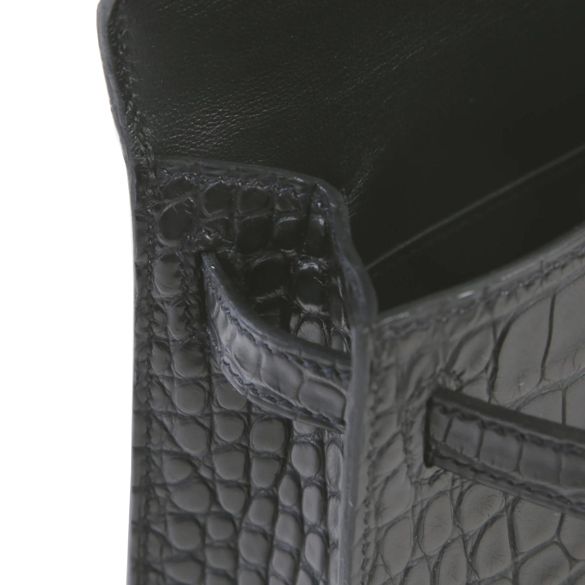 Brand New ( Rank N ) HERMÈS Mini Kelly II Noir (89) Matte Alligator Palladium hardware G (2026) - 12