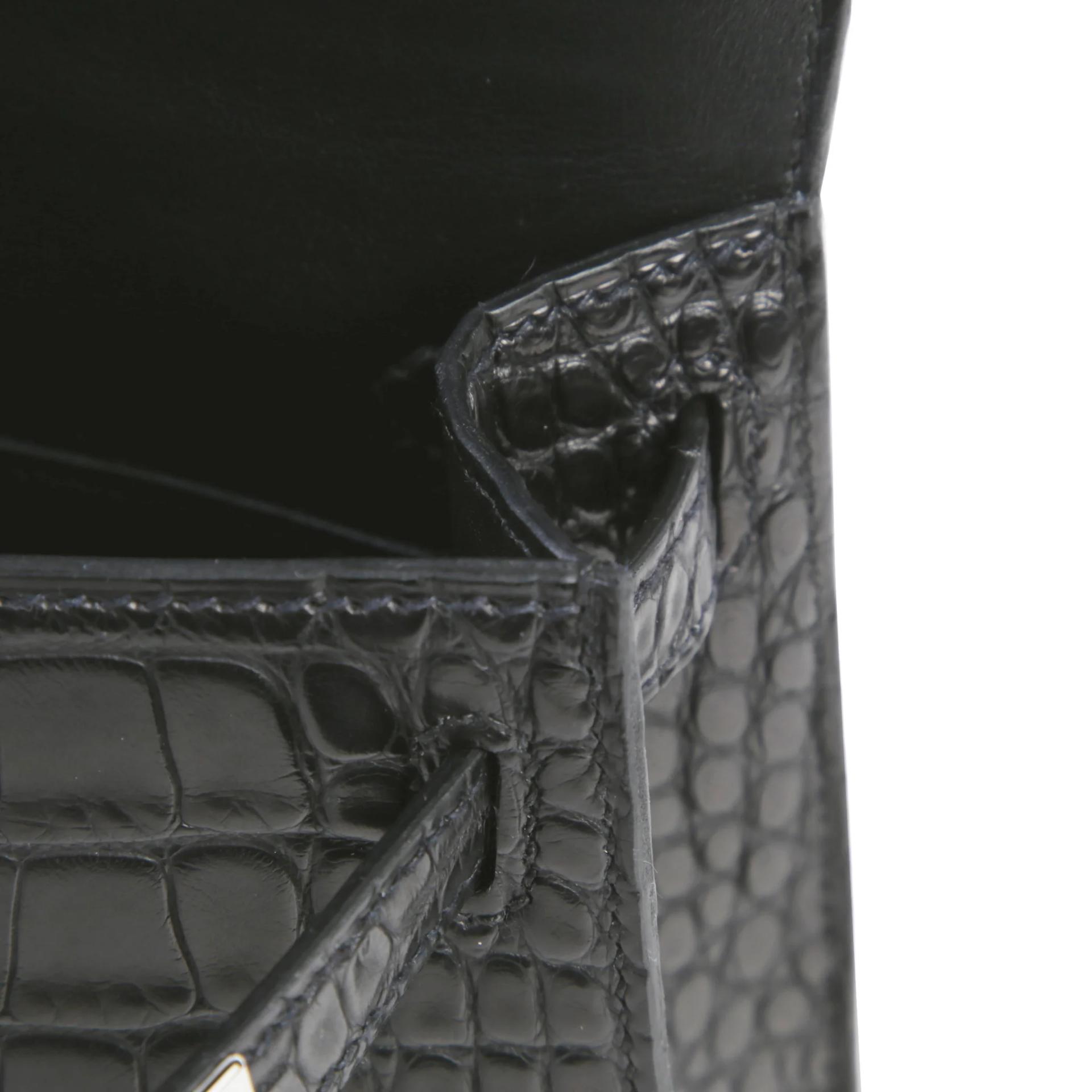 Brand New ( Rank N ) HERMÈS Mini Kelly II Noir (89) Matte Alligator Palladium hardware G (2026) - 11