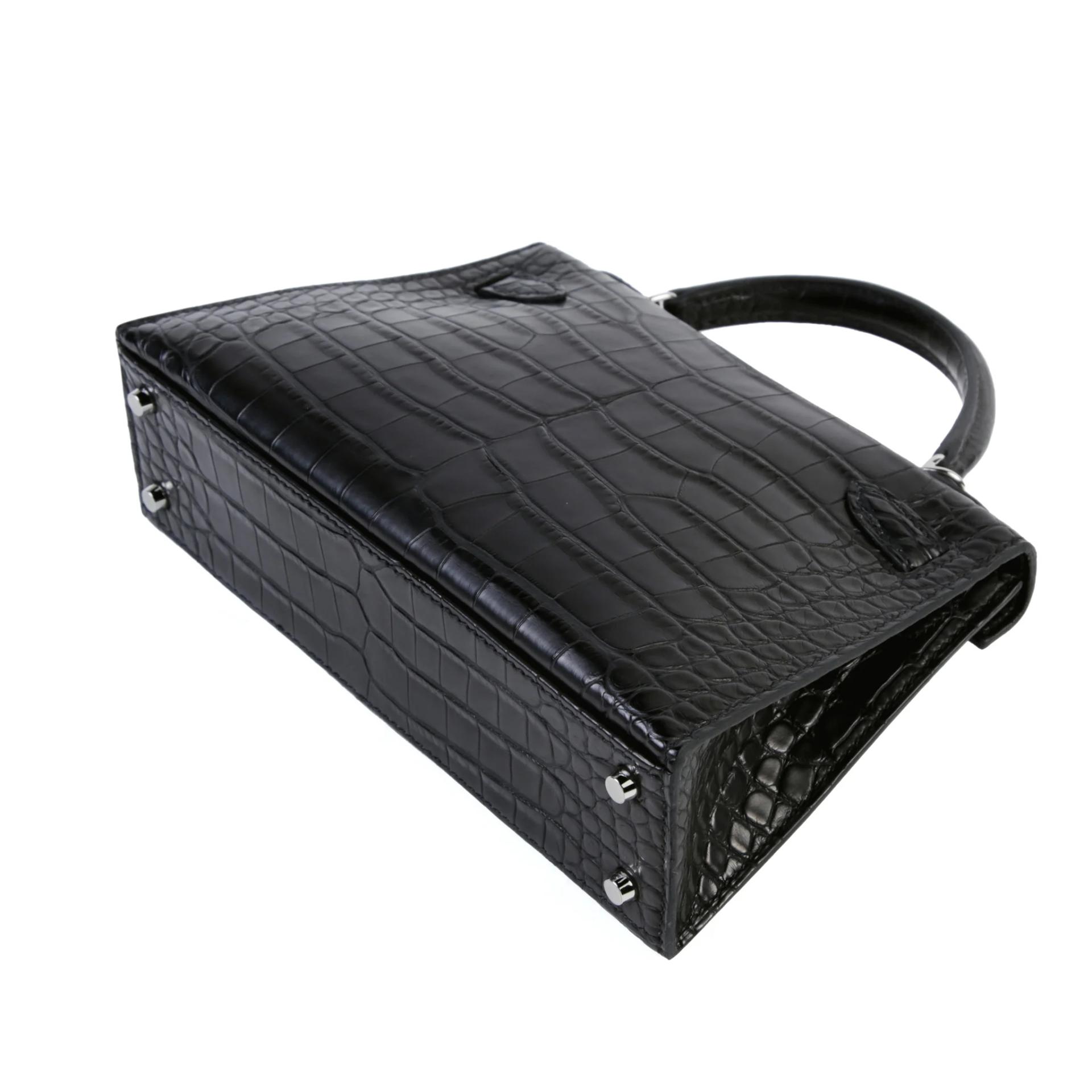 Brand New ( Rank N ) HERMÈS Mini Kelly II Noir (89) Matte Alligator Palladium hardware G (2026) - 7