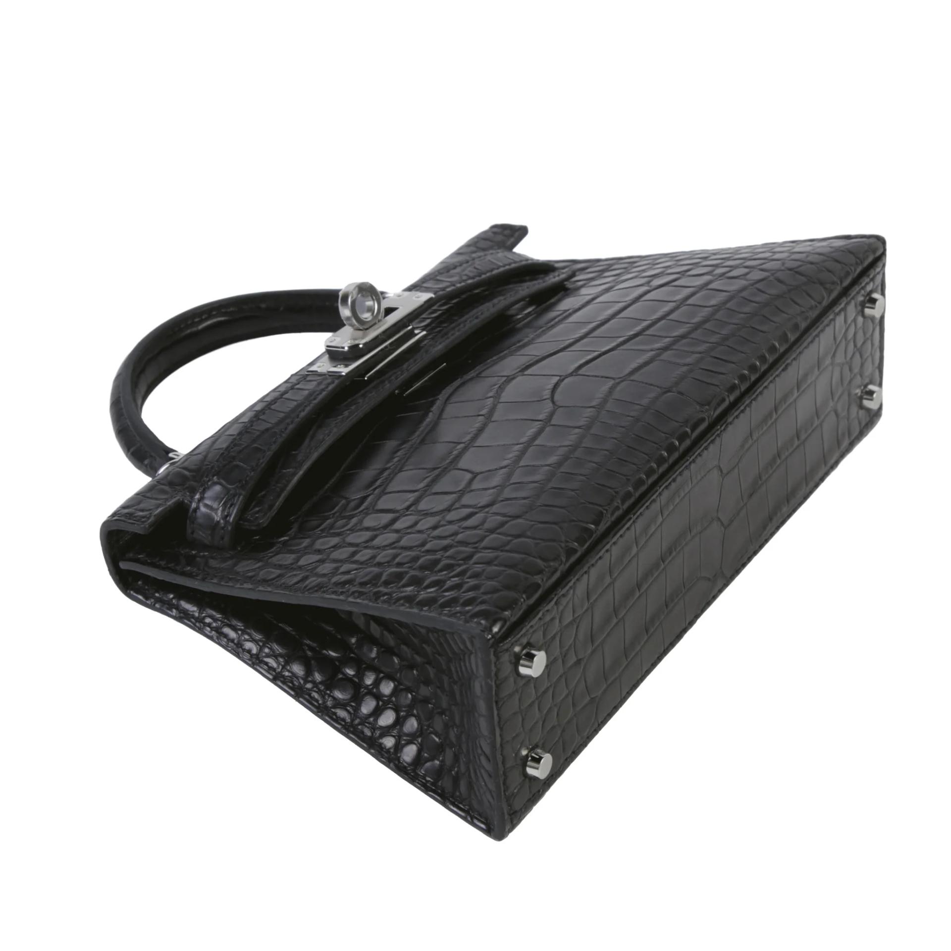 Brand New ( Rank N ) HERMÈS Mini Kelly II Noir (89) Matte Alligator Palladium hardware G (2026) - 4